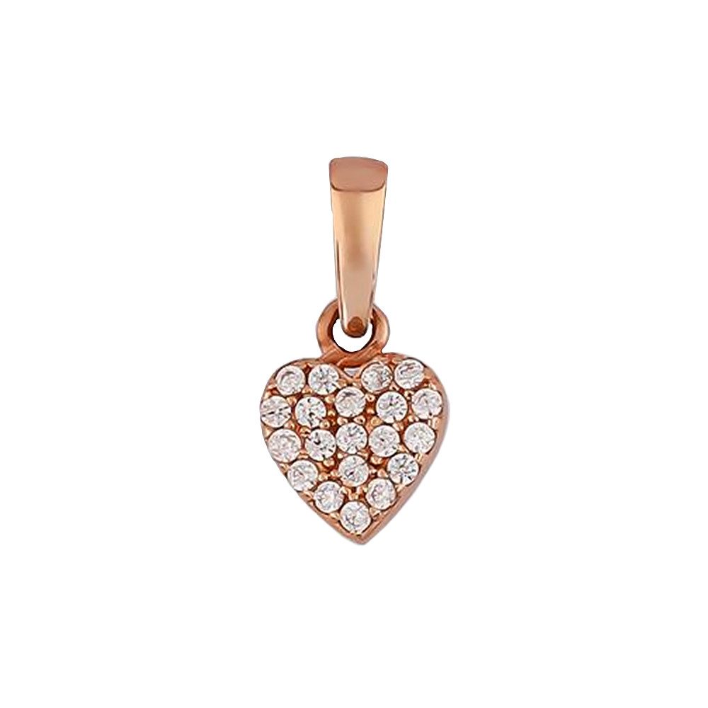 Golders Kettenanhänger Herz Anhänger aus 585 Rotgold mit Zirkonia (1-tlg), Edler Goldschmuck für Damen