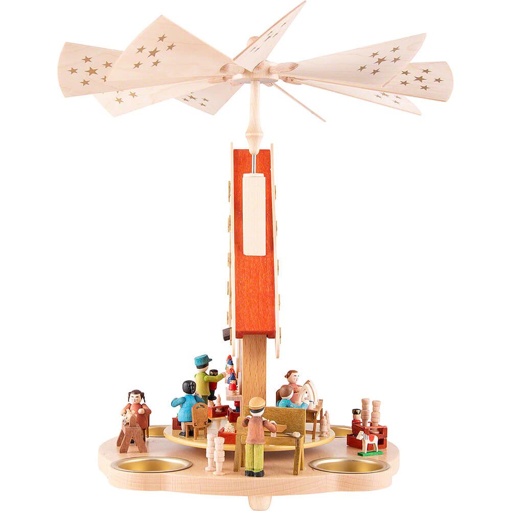 Erzgebirgische Volkskunst Richard Glässer GmbH Weihnachtspyramide 1-stöckige Pyramide Haus Schauwerkstatt (29cm) von Richard Glässer