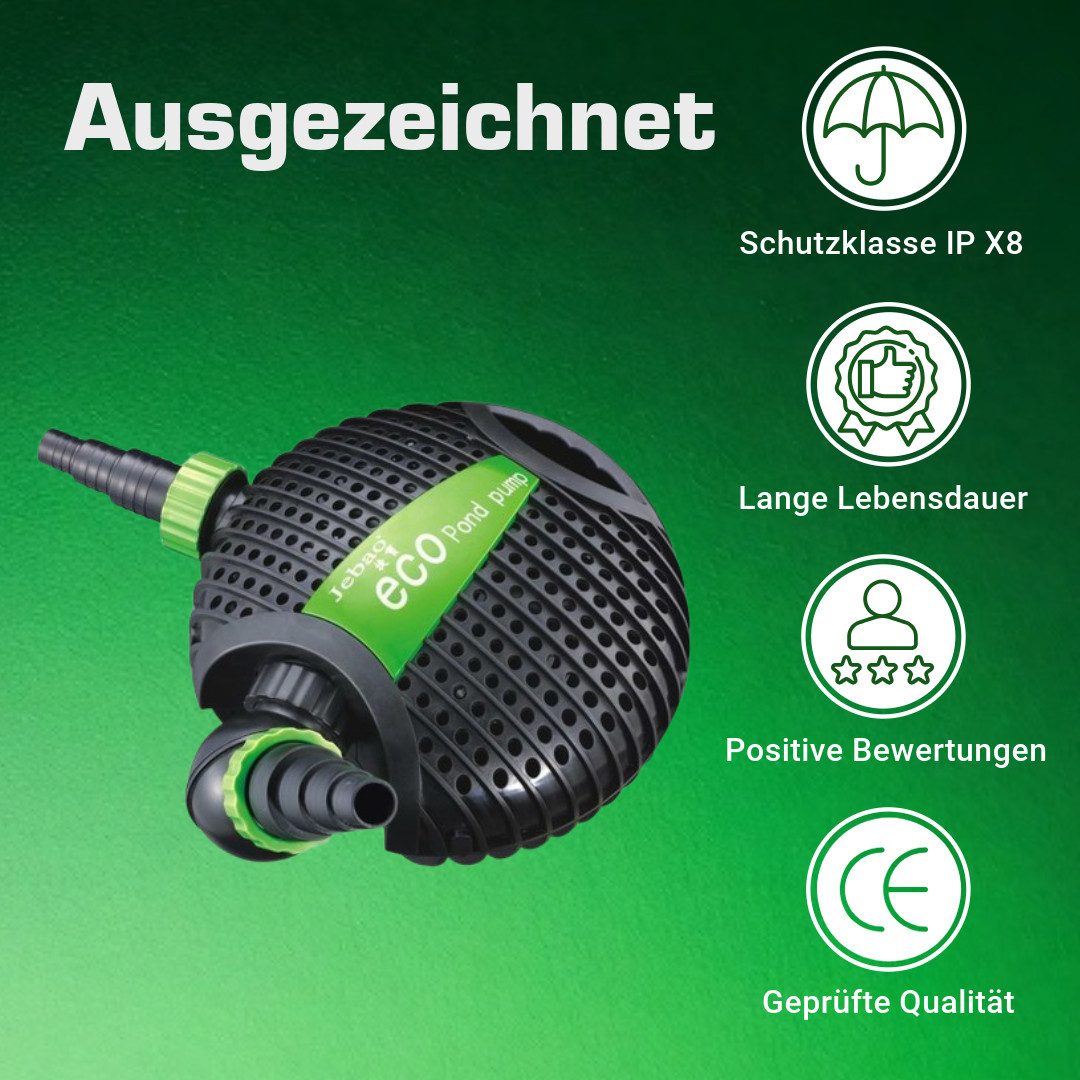 INTERGARDEN Teichpumpe Jebao 8.200L/H, 10m Kabel, 420cm Förderhöhe, 95W, Motorschutz – Bild 4 von 5