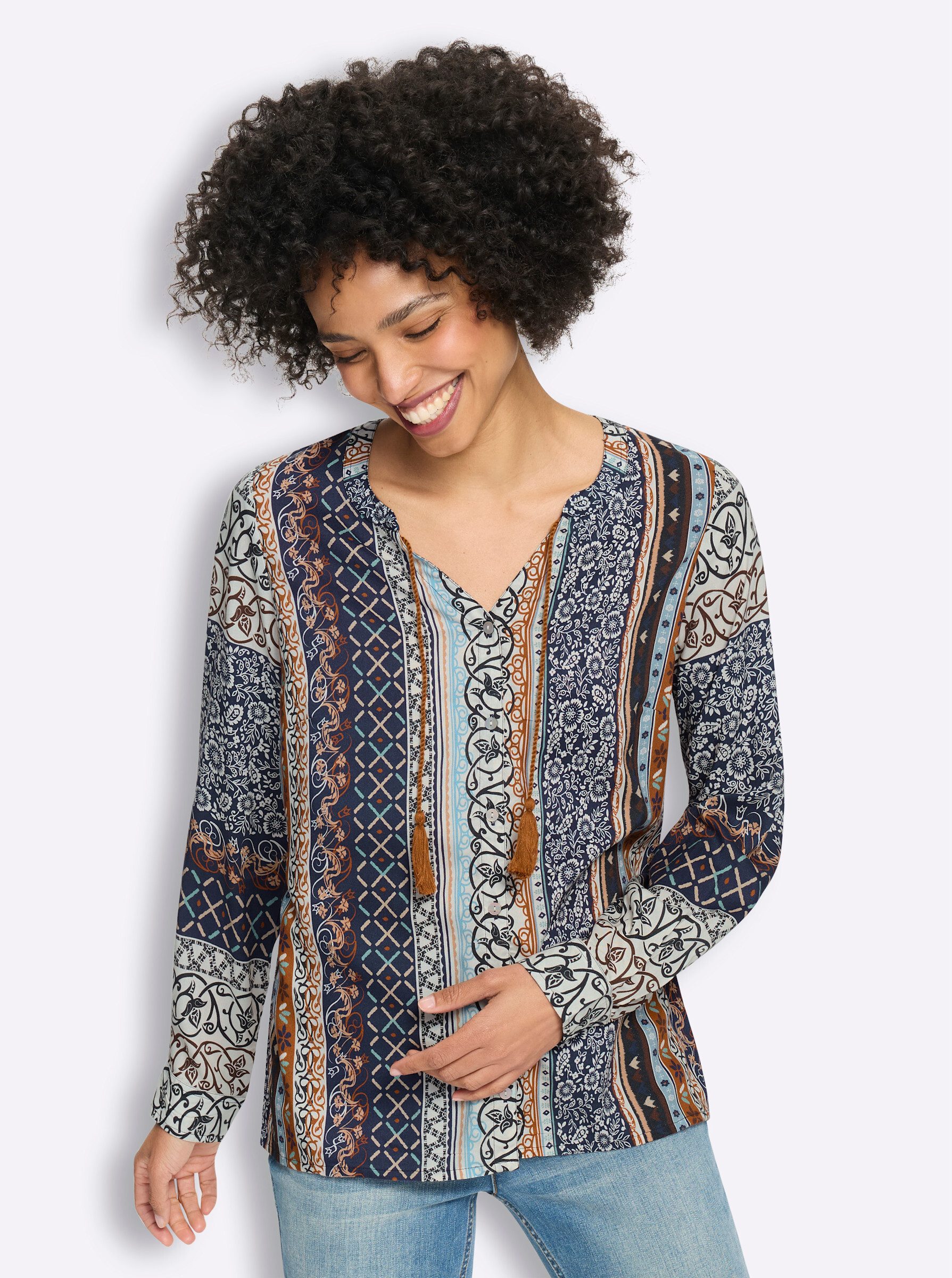 heine Klassische Bluse Druckbluse Langarm