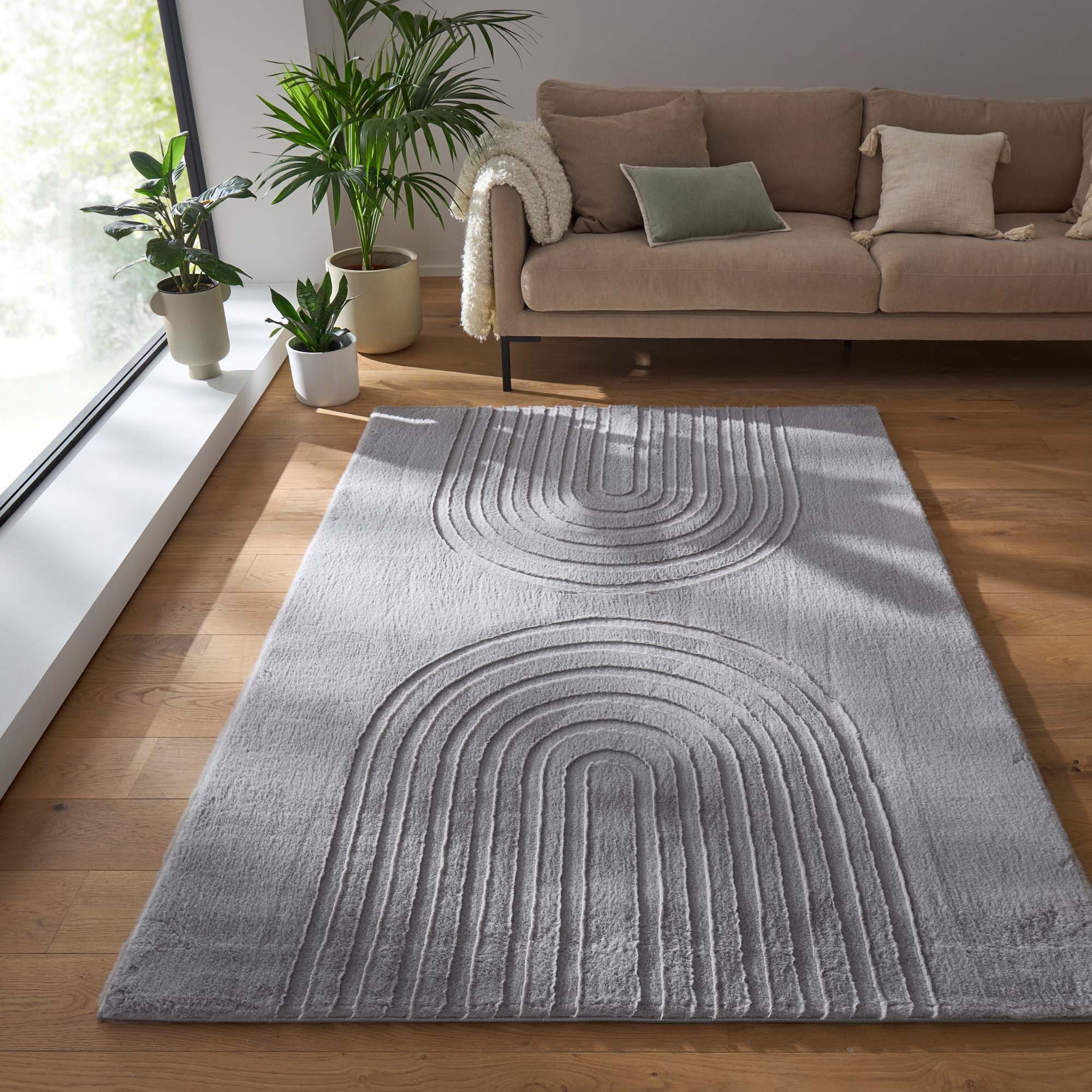 TaraCarpet Langflor-Teppich Tara Carpet Kodiak Rainbow Hasenfellteppich der Premiumklasse, rechteckig, Höhe: 25 mm, Wohnzimmer, Schlafzimmer, Esszimmer, Jugendzimmer grau 080x150