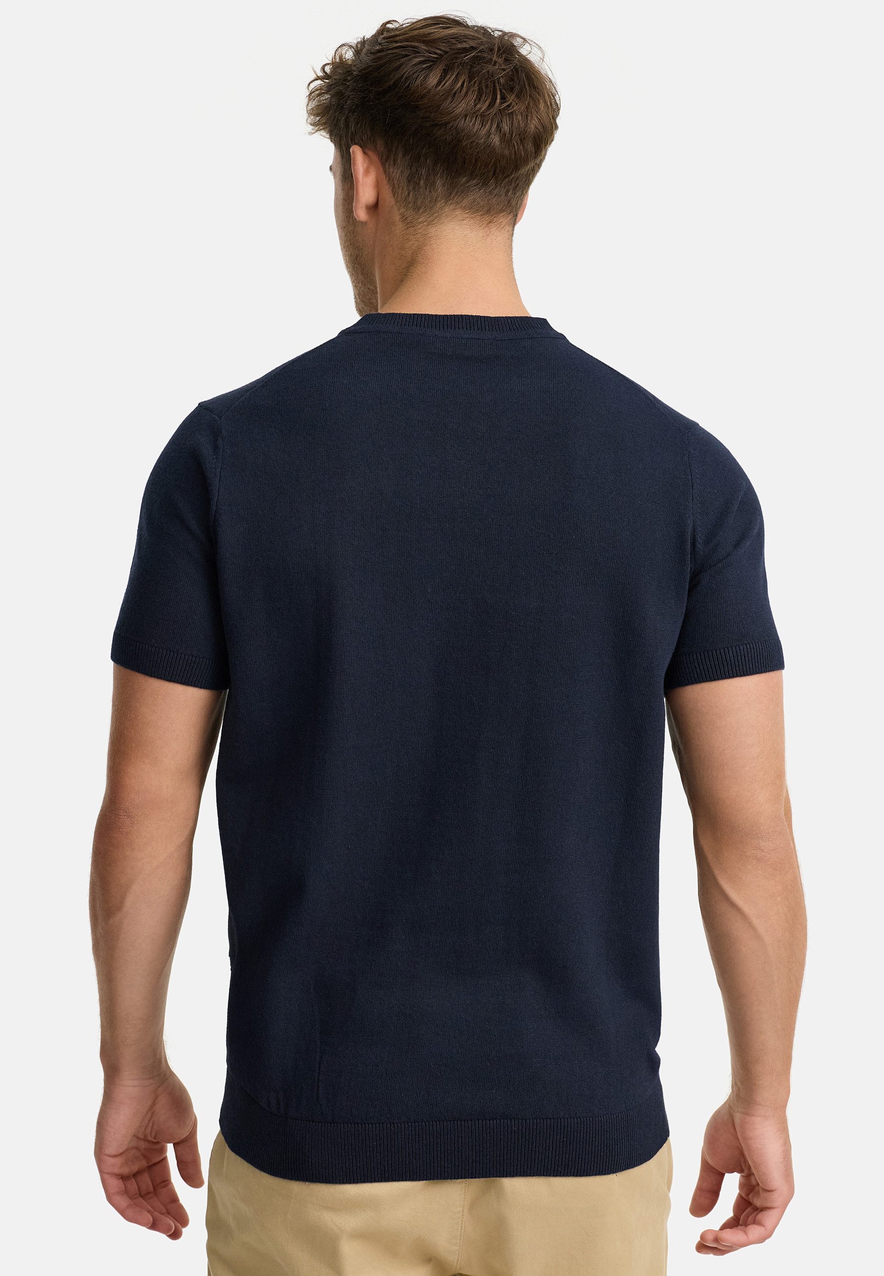 Indicode T-Shirt Herren INVasko Shirt Tee Herrenshirt T-Shirt Feinstrick mit Rippstricksaum