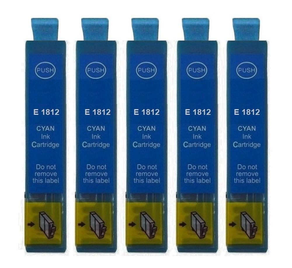 inkpro 5 x Druckerpatrone T18 XL kompatibel mit Epson 18XL, T1812 cyan Tintenpatrone (für Epson Expression Home XP-102, 202, 205, 212, 215, 225, 30, 302, 305, 312, 313, 315, 322, 325, 33, 402, 405, 412, 413, 415, 420, 422, 425, 5-tlg., ersetzt Epson T1802, T1812, T18XL 18XL cyan (Gänseblümchen)