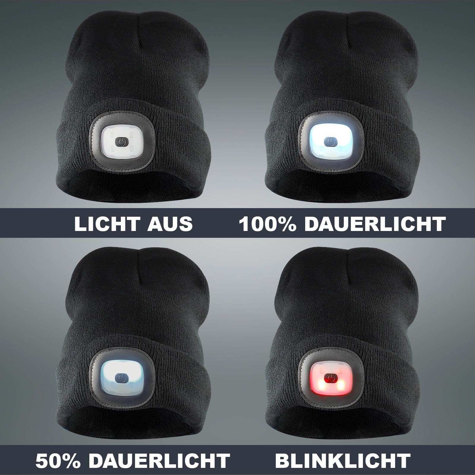 EAXUS Strickmütze LED Beleuchtete Damen - Licht Schwarz Für Beanie mit Mütze Strickmütze & Herren, 3 (1-St) Leuchtmodi