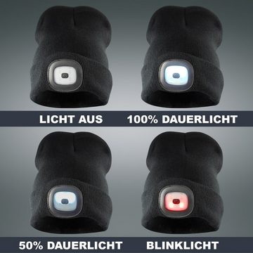 EAXUS Strickmütze LED Beanie Mütze mit Licht - Beleuchtete Strickmütze (1-St) Für Damen & Herren, 3 Leuchtmodi, Schwarz