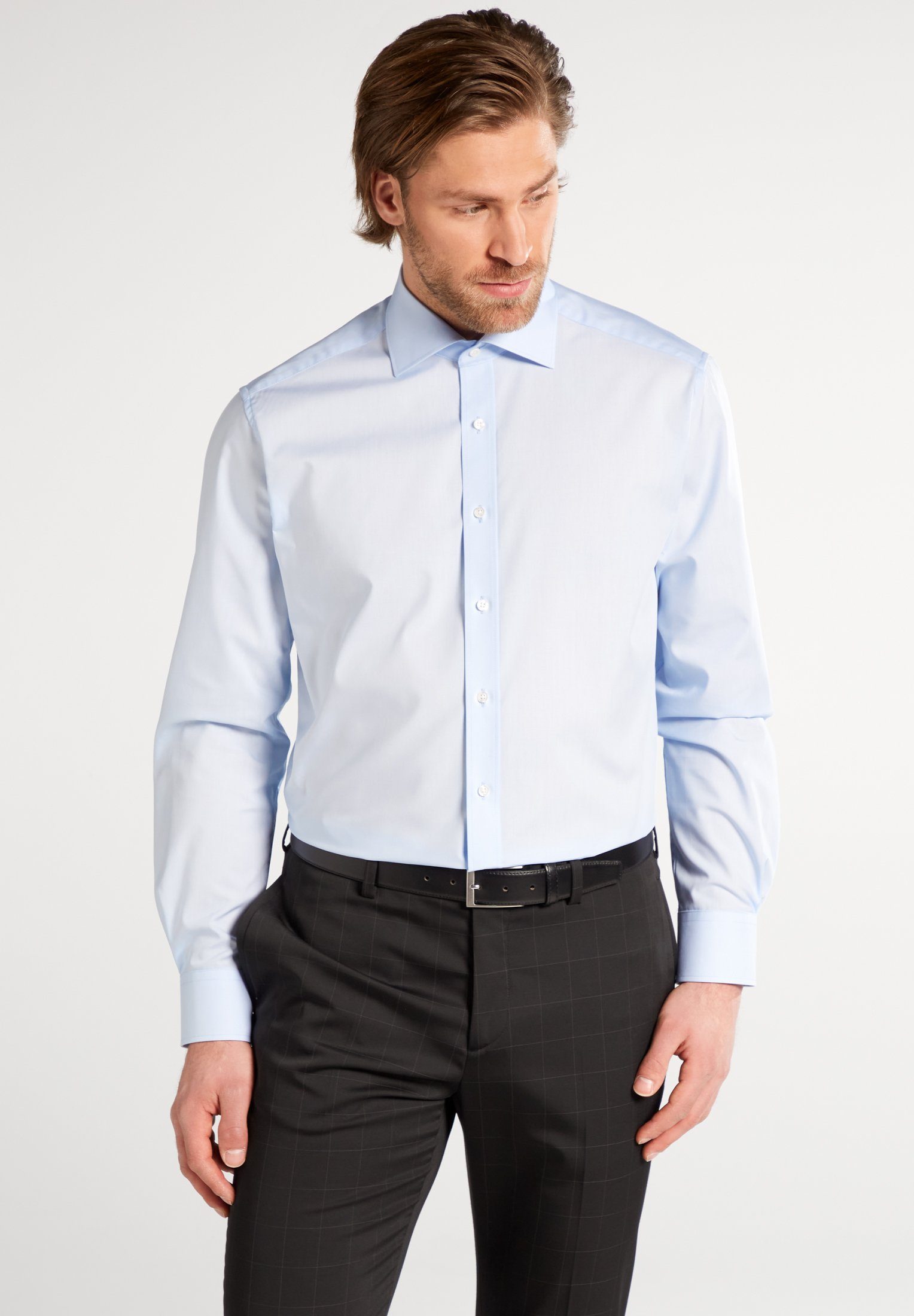 Langarmhemd Eterna MODERN FIT hellblau