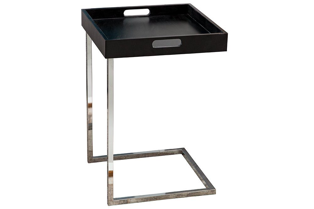 Metall Tablett · abnehmbare CIANO riess-ambiente · schwarz Beistelltisch · Wohnzimmer Modern Tischplatte Design / · 40cm silber,