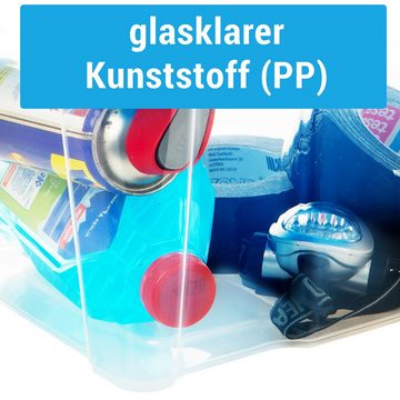 Centi Allzweckkiste Kisten, Aufbewahrung Groß, Boxen Aufbewahrung (Set, 6 St., 30 Liter, 26 x 49 x 39 cm), transparente stapelbare Aufbewahrungsbox mit Deckel