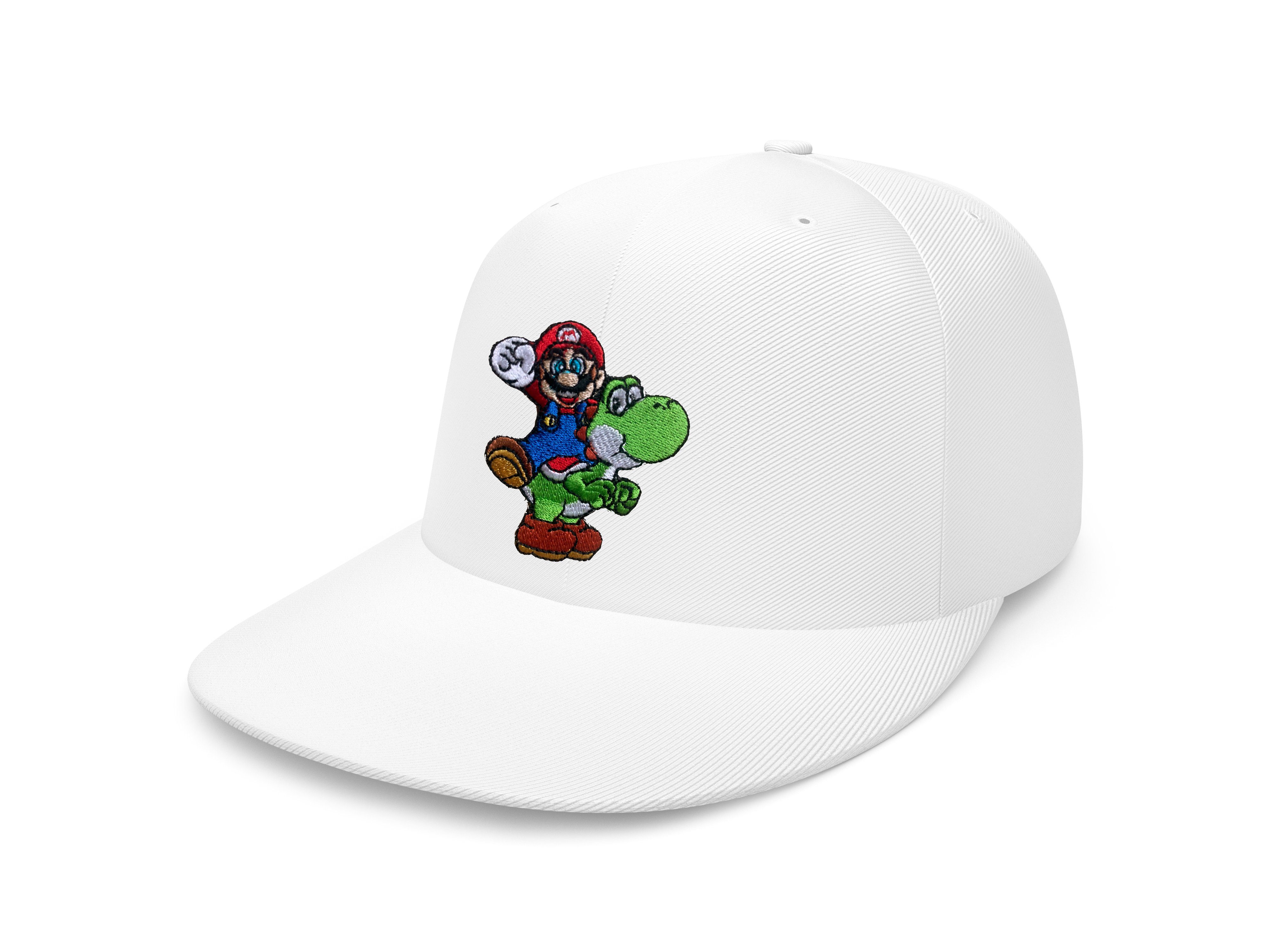 & Yoshi Erwachsene Unisex Stick Weiß Snapback & Mario Snapback Blondie Patch Super Cap Nintendo Brownie Luigi