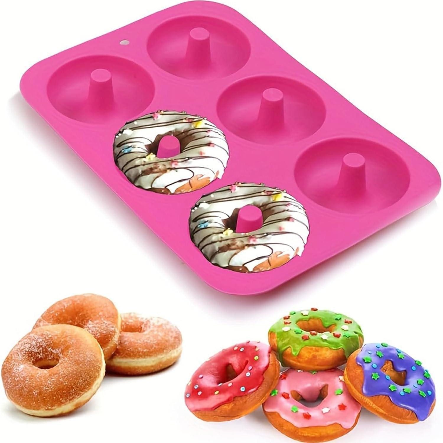 LuxusKollektion Donutform Donutformen Silikon 2er 6fach Antihaft 260C Muffins Grün und Rosa