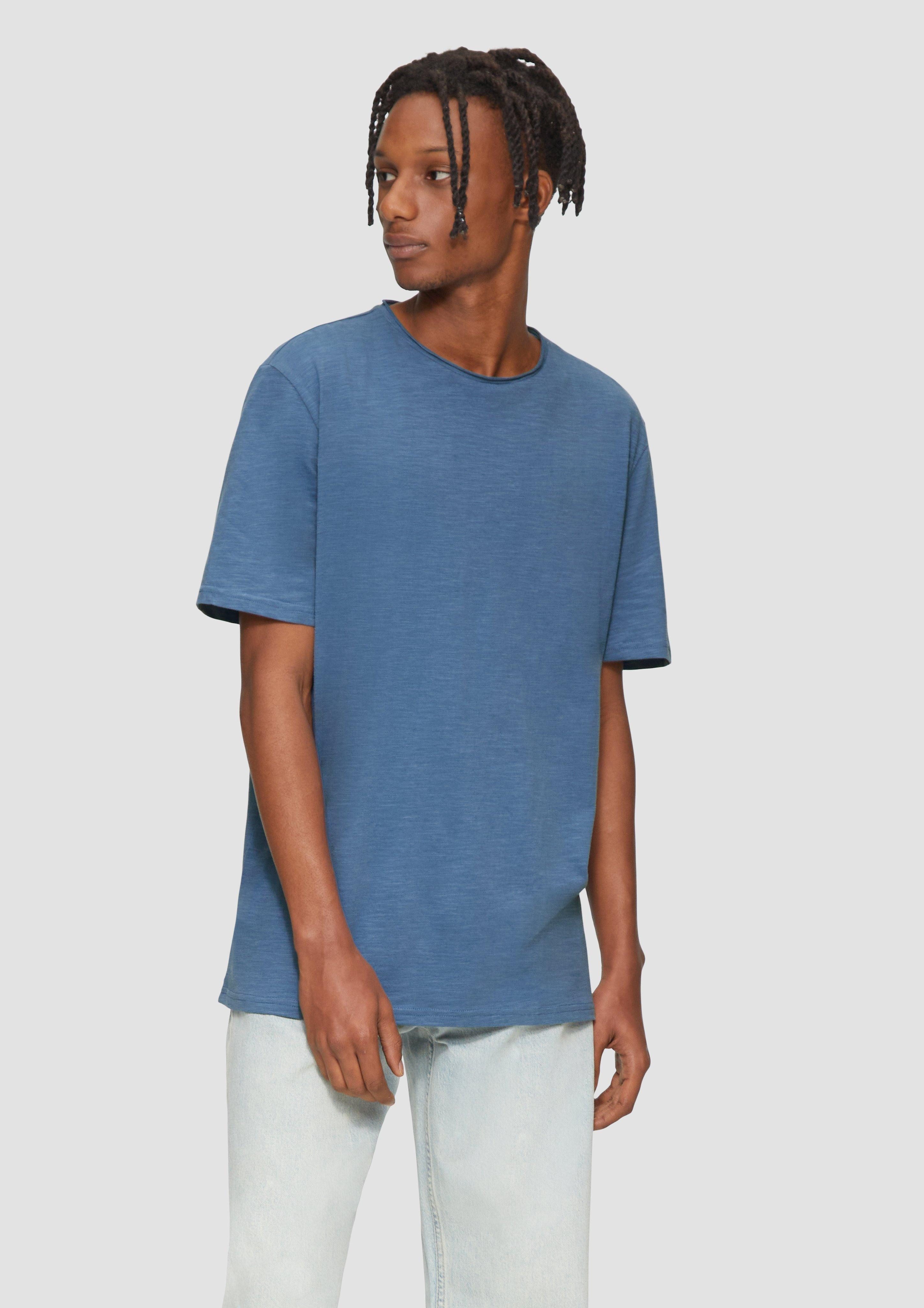 QS Kurzarmshirt Baumwollshirt mit Rollkante und günstig online kaufen