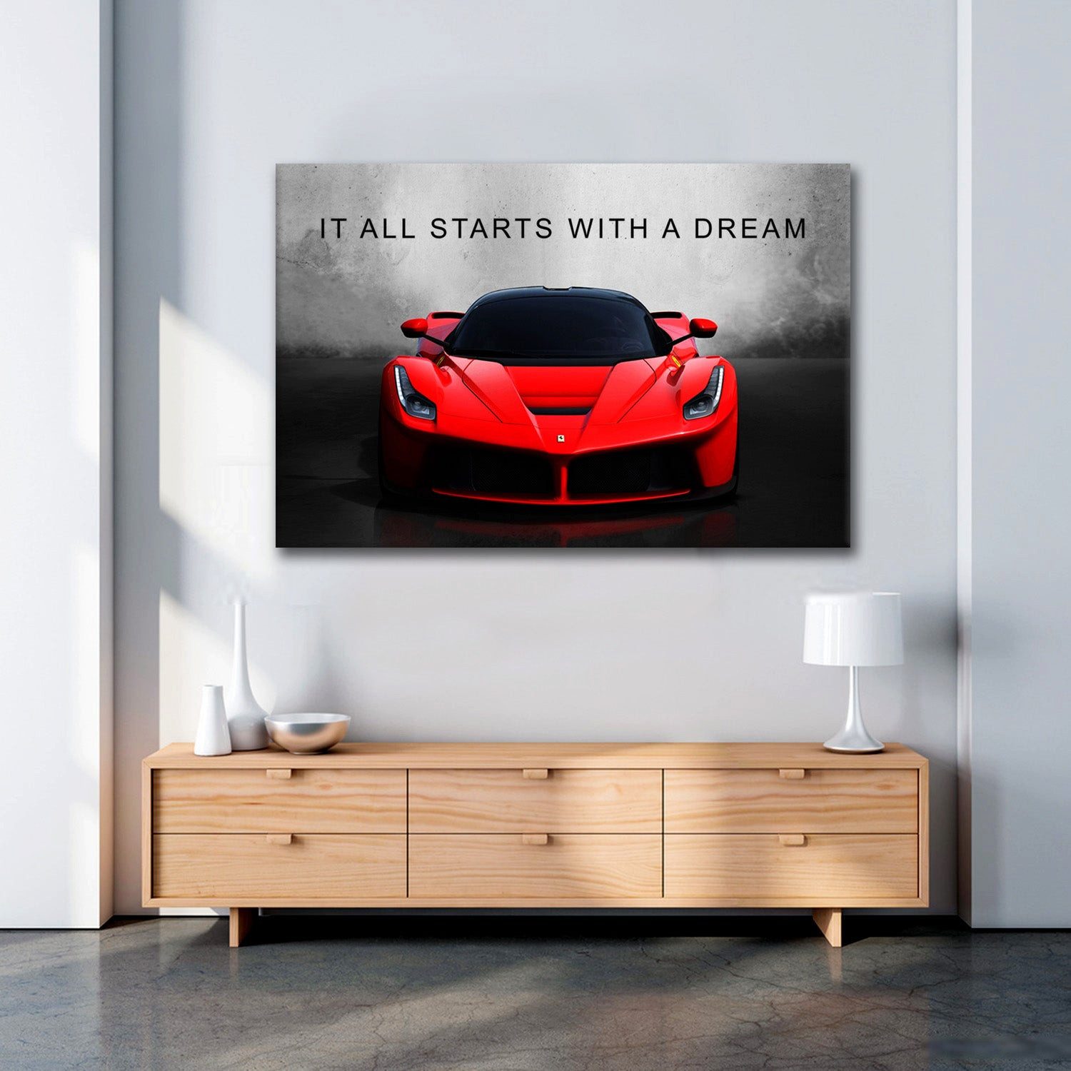 Artedinoi Leinwandbild Motivation Auto Sportwagen Wandbild Leinwandbild Deko Kunst XL, Sportwagen, Nahaufnahme