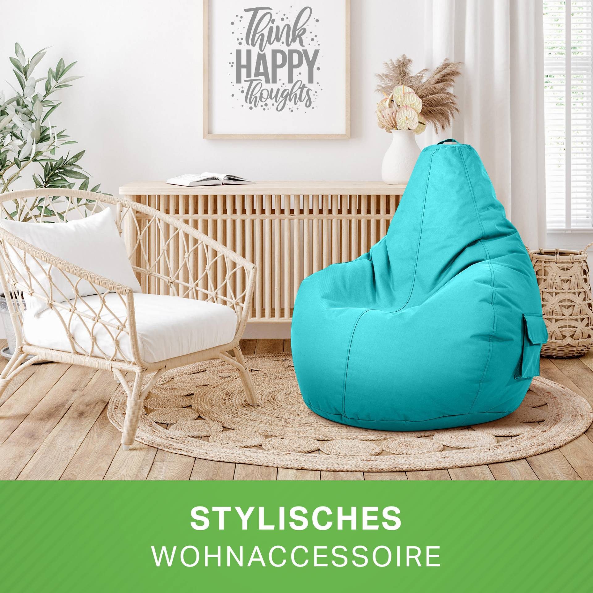 Green Bean Sitzsack Gaming Sitzsack + Hocker Cozy+Cube (Gaming Chair mit Fußhocker), Set Sitzsack mit Sitzhocker, Sitzkissen, Relax-Sessel