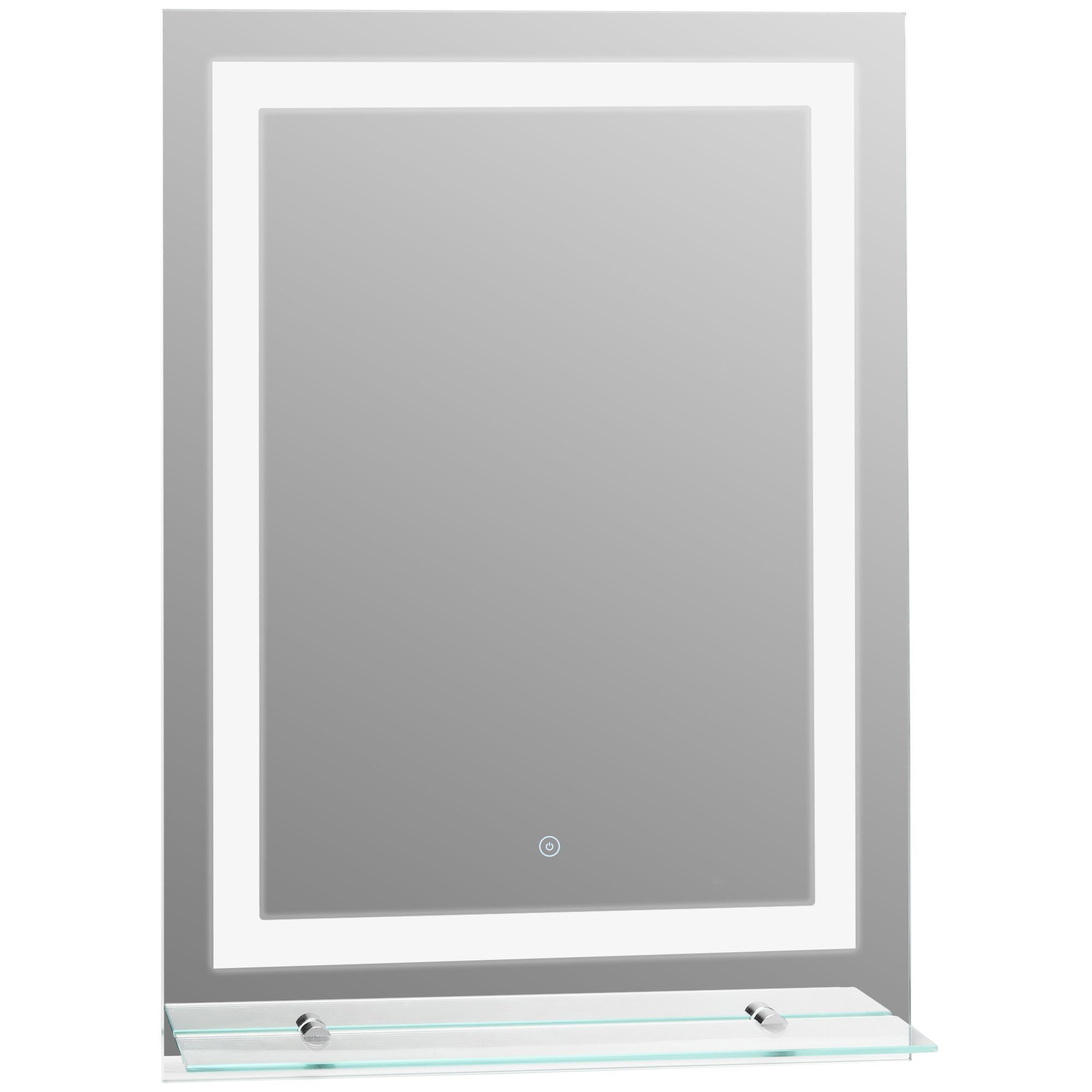 Kleankin Spiegel LED Badspiegel (Set, 1-St., 1 x LED Badspiegel), mit Beleuchtung Glas-Ablage 70x50cm