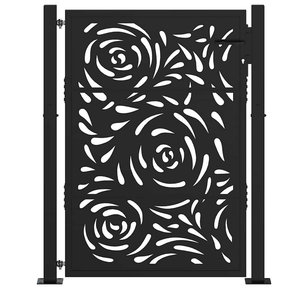 Thumbnail - vidaXL Gartentor Gartentor Schwarz 105x130 cm Stahl Flammen-Design