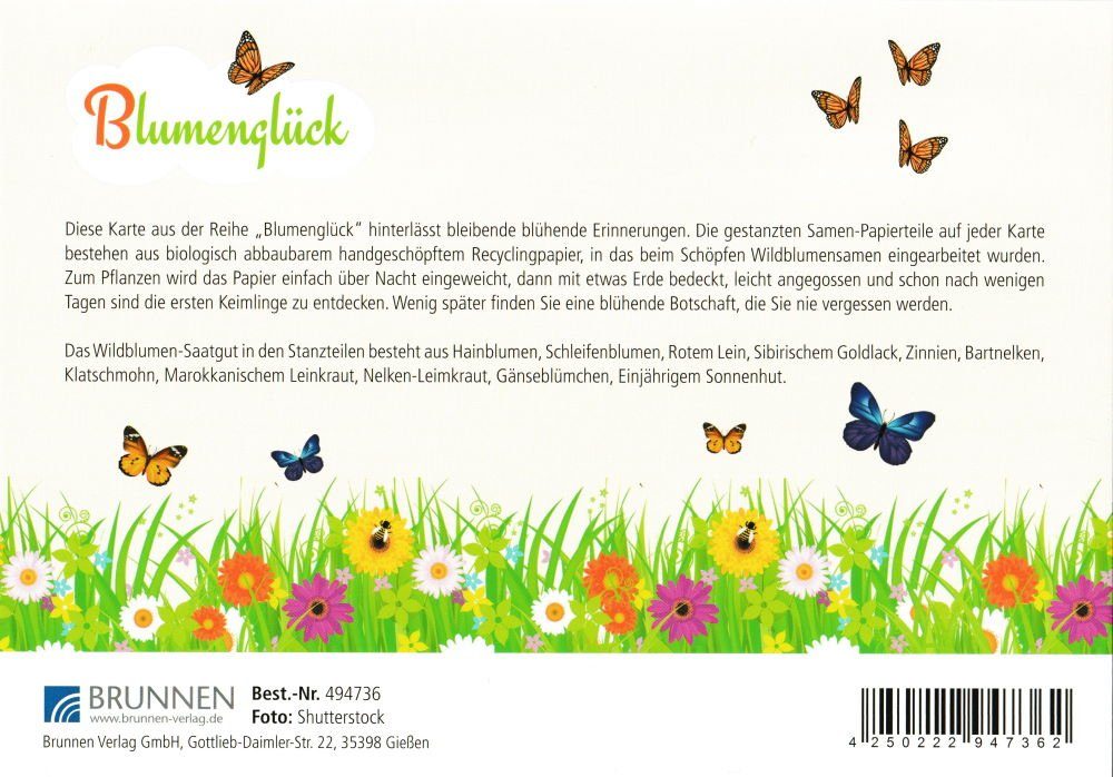 mit Erwachsene Grußkarte Postkarte "Gutschein", Blumensamen