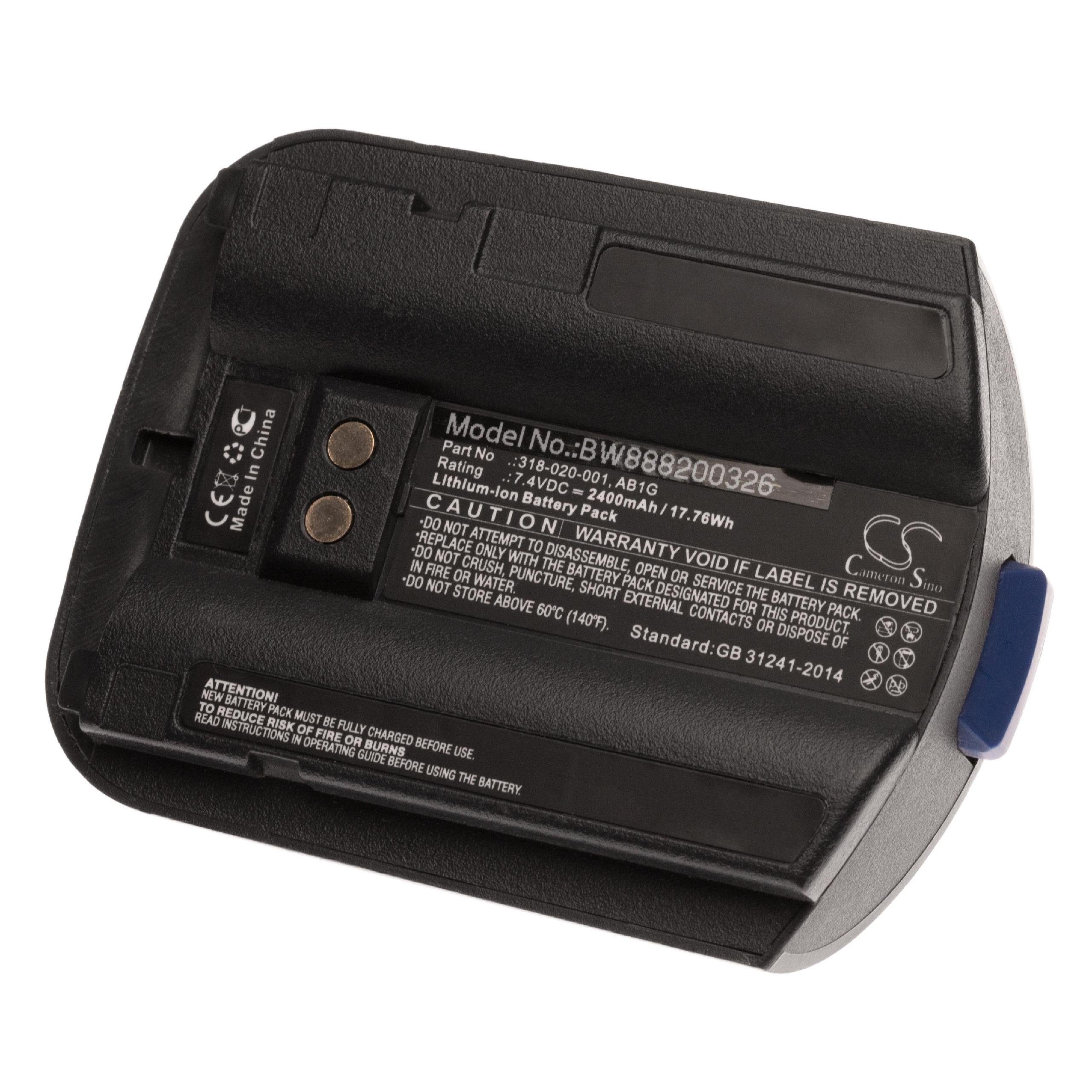 vhbw Ersatz für Intermec AB1G, 318-020-001 für Tablet-Akku Li-Ion 2400 mAh (7,4 V)