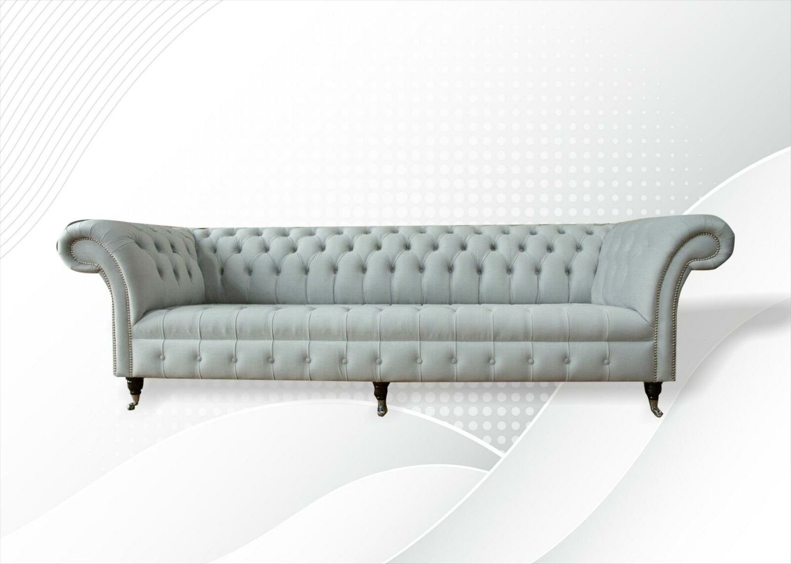JVmoebel Chesterfield-Sofa Luxus Viersitzer Chesterfield Hellblau Moderne Möbel Neu, Made in Europe
