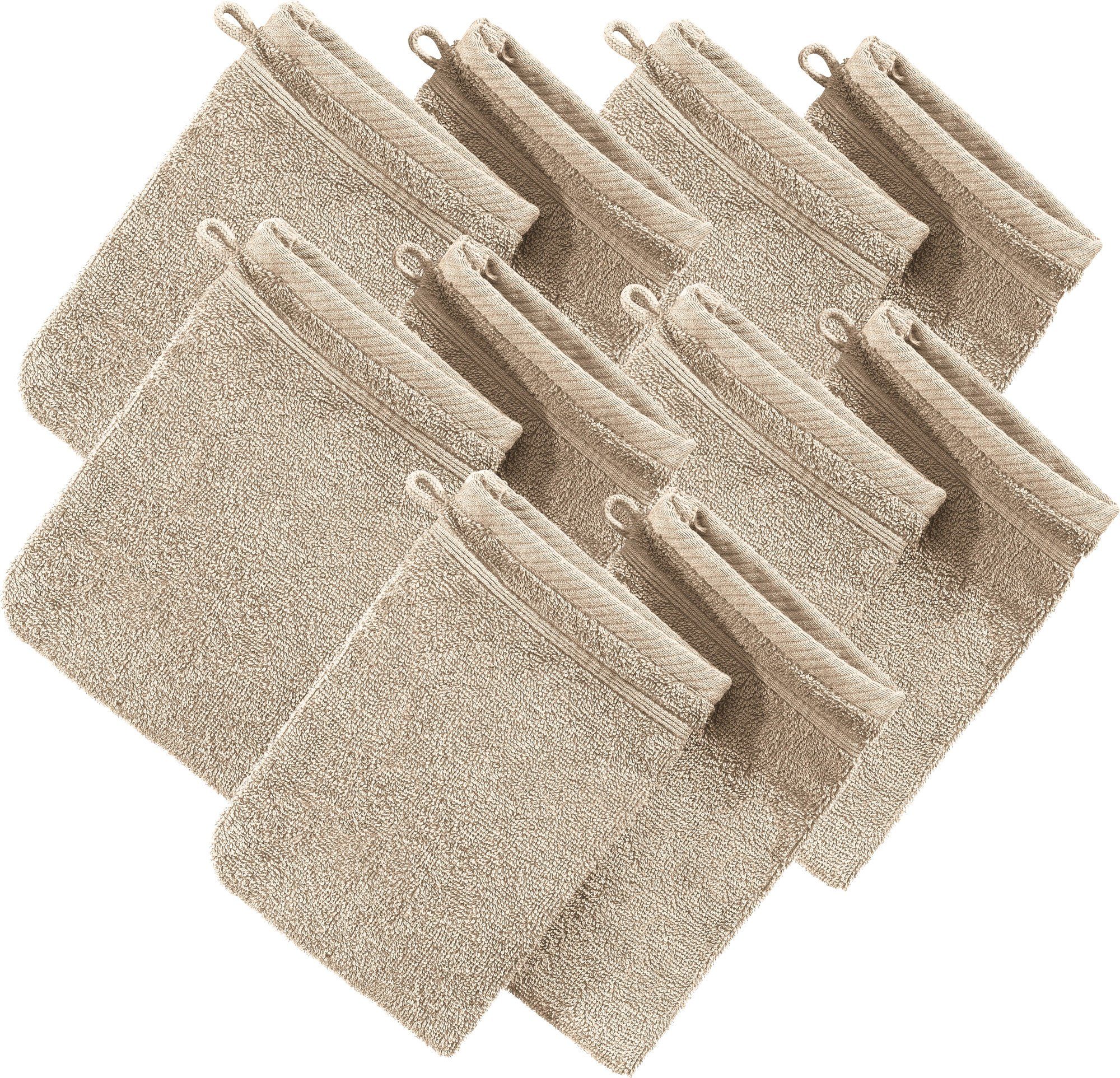 Erwin Müller Waschhandschuh Waschhandschuh "Heidelberg" 10er-Pack, Frottier, Walk-Frottier Uni