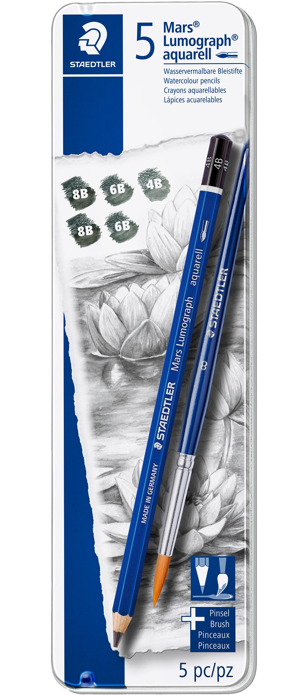 STAEDTLER Bleistift Mars Lumograph, (7-tlg), 5 Stück