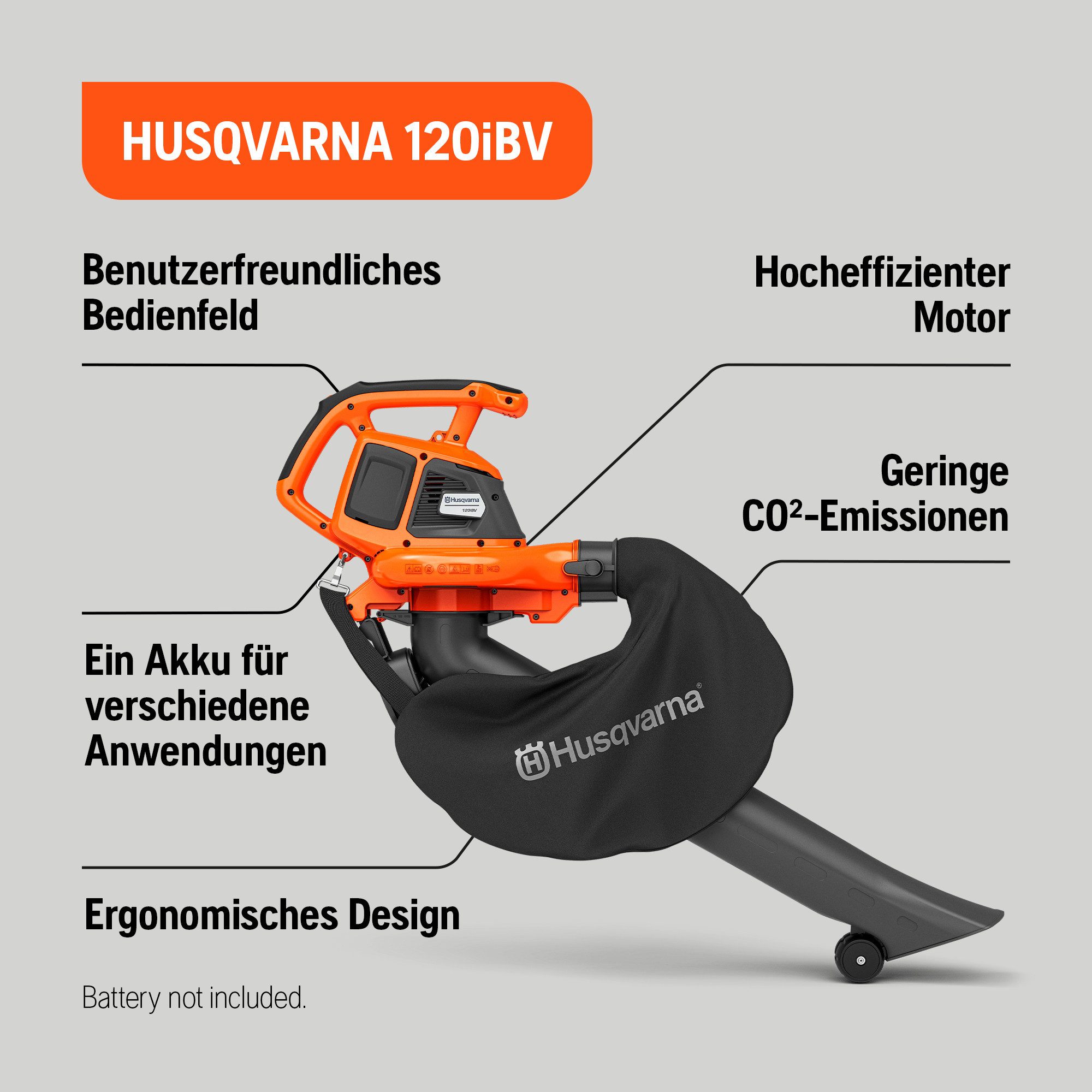 Husqvarna Akku-Laubbläser 120iBV, 36V, 10 N Blaskraft, verstellbar, bürsten günstig online kaufen