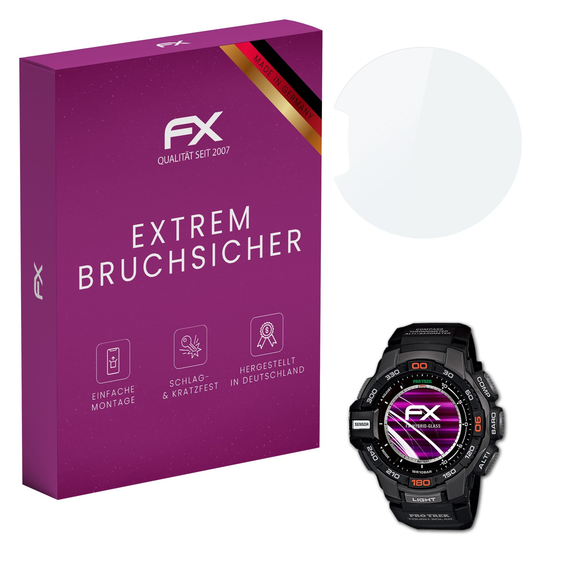 atFoliX Schutzfolie Panzerglasfolie für Casio PRG-270-1ER, Ultradünn und superhart