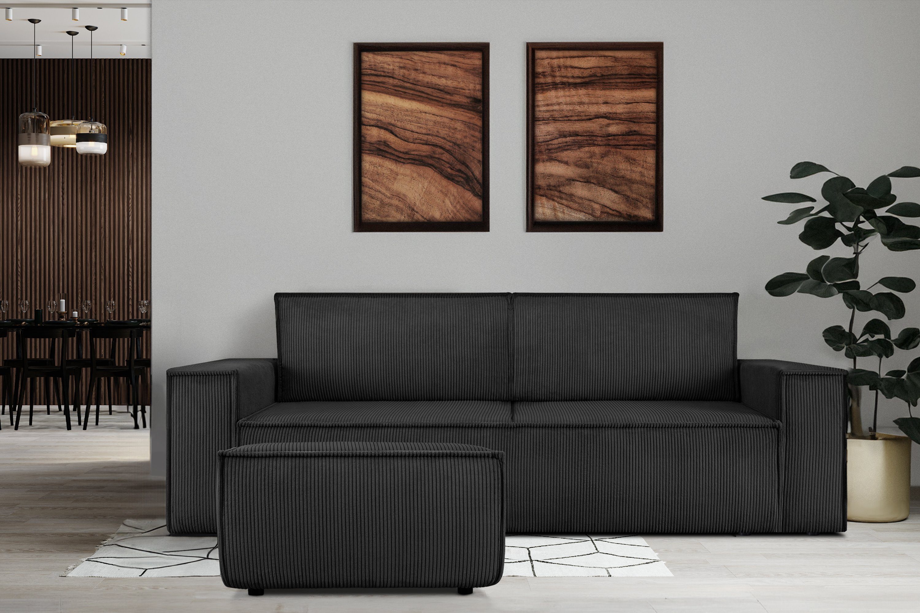KONSIMO® Sitzhocker NAPI Pouf, hergestellt in der EU, mit Wellfedern in der günstig online kaufen