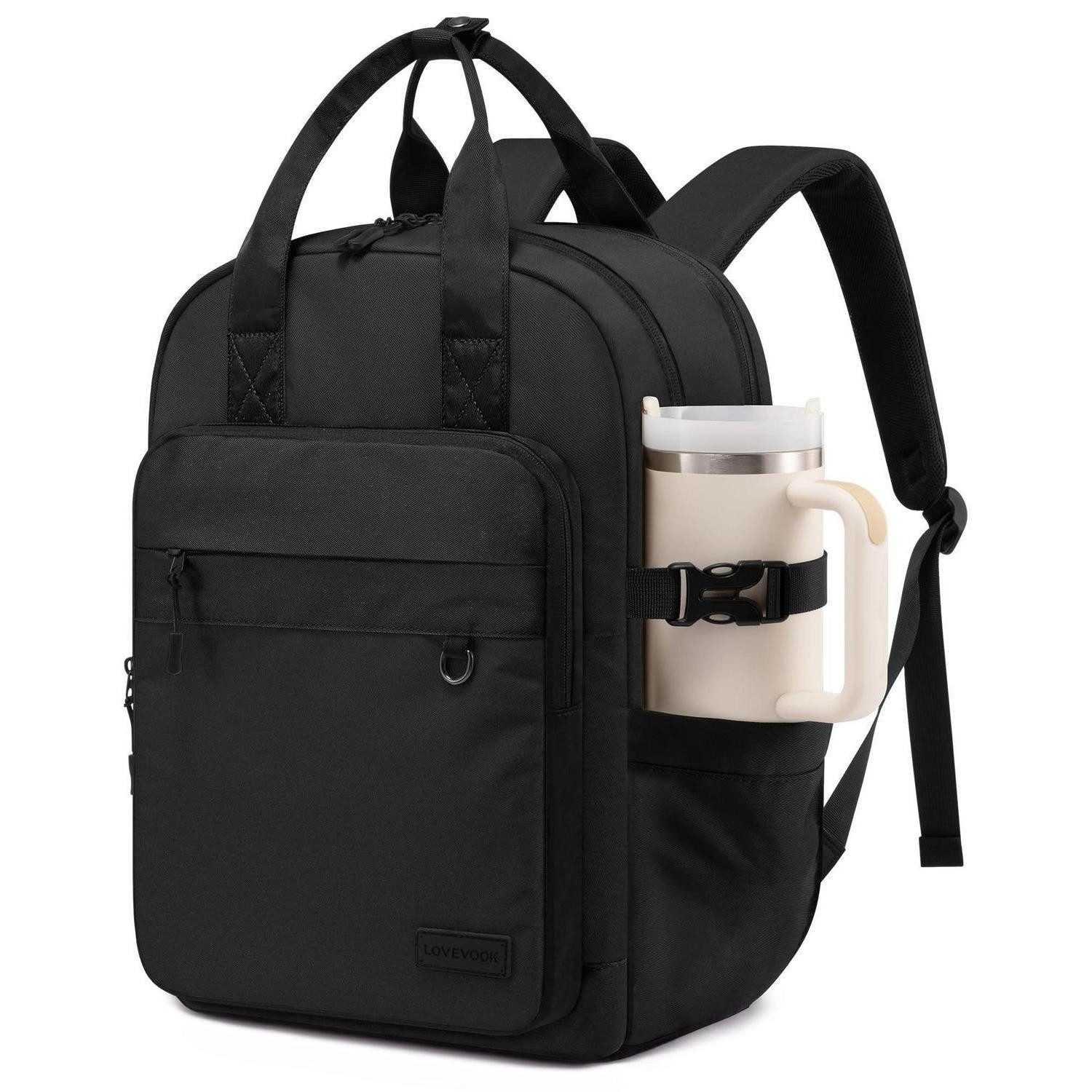 LuxusKollektion Laptoprucksack Arbeitsrucksack Damen 15,6 Zoll Schwarz