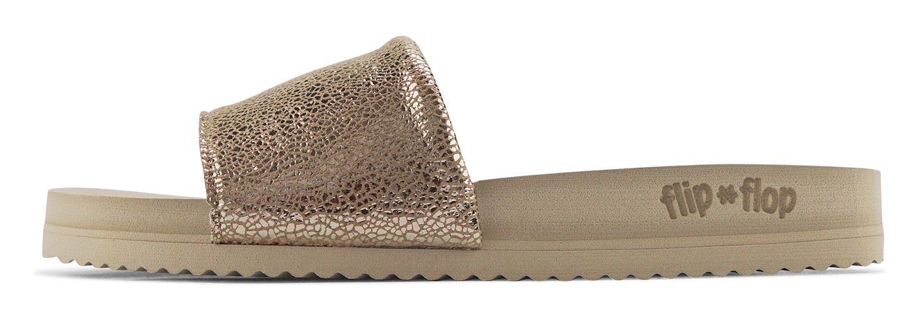 Pantolette Flip Effekt Crush Metallic mit Flop cracked pool taupe metallic