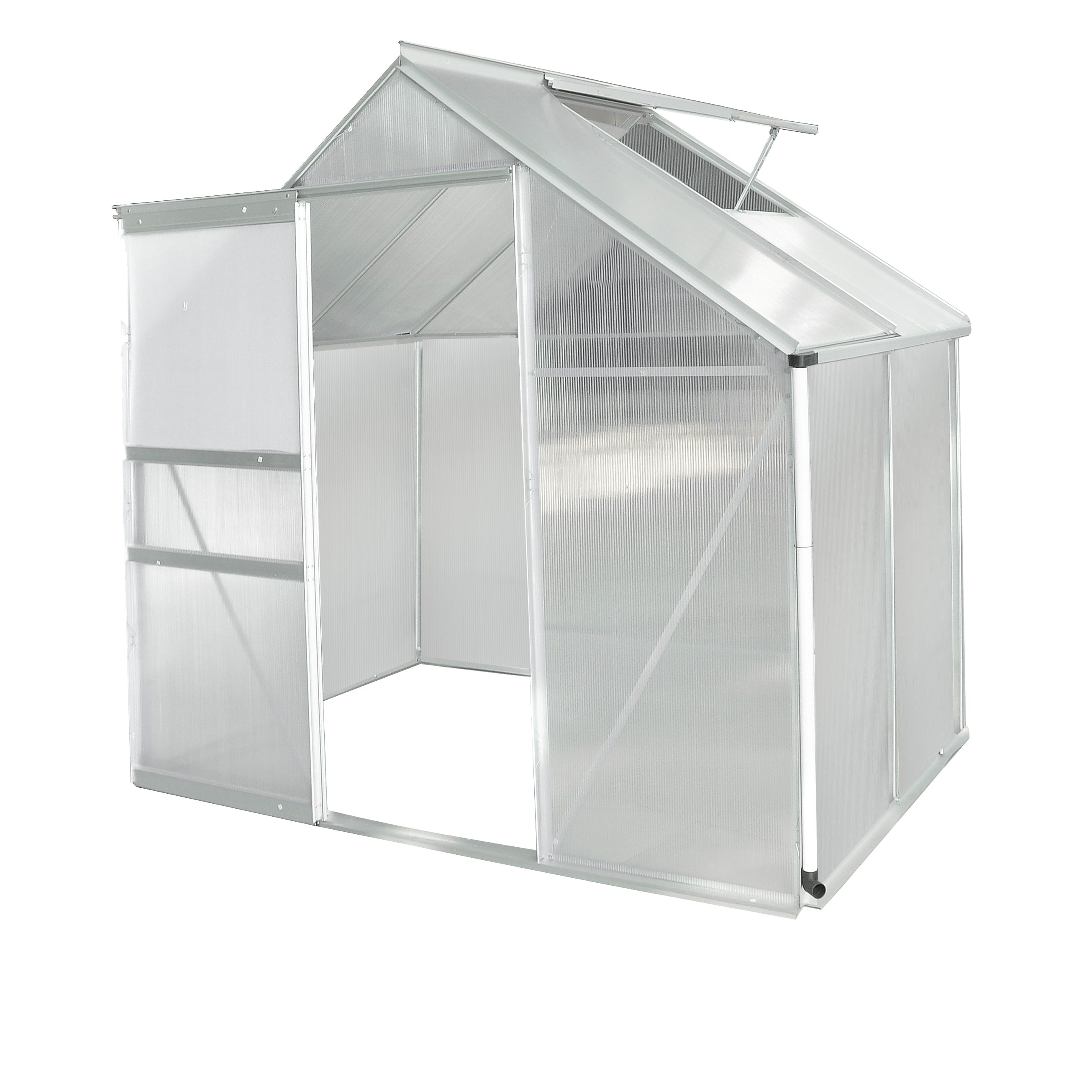 BRAST Gewächshaus Aluminium mit Fundament rostfrei 130x190x195cm, BxTxH: 190 x 130 x 195 cm, wetterfestes hochwertiges Aluminium, Temperaturbeständig, Wärmedämmend, Lichtbrechend & UV-stabilisiert