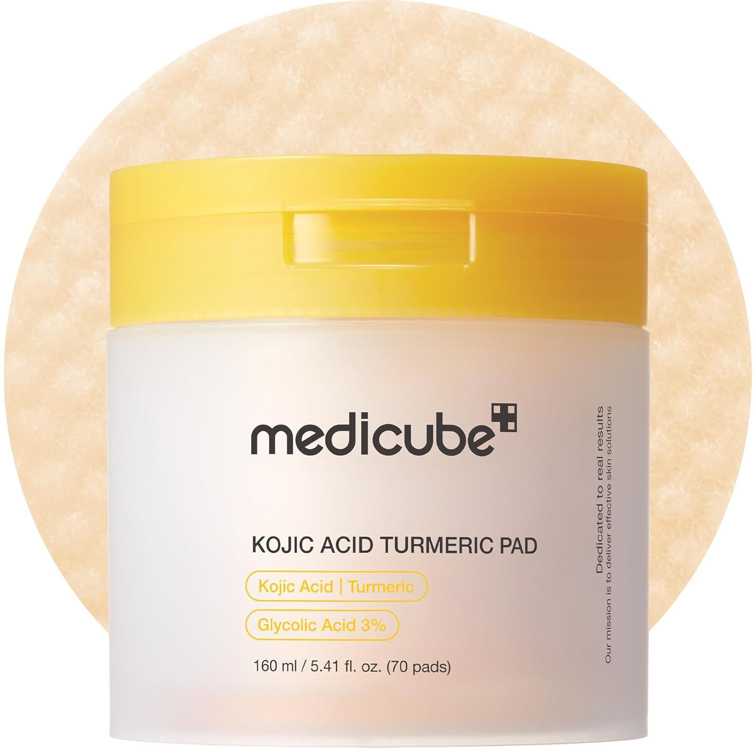 Medicube Toner Kojic Acid Turmeric Pad 160 g, Korean Skincare K-Beauty Sanftes Doppel-Peeling für ebenmäßigeren Teint, klarere Poren und sichtbare Aufhellung