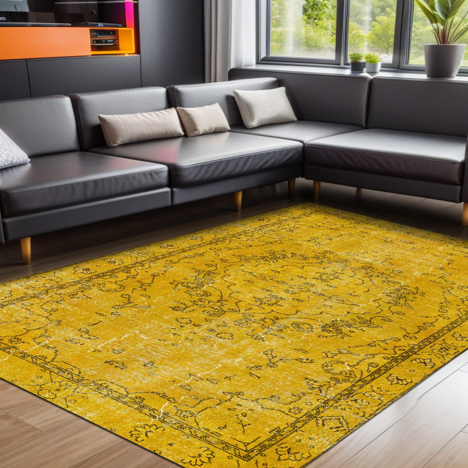 Bamyum Teppich Giallo Teppich mit Chenille-Druck, günstig online kaufen