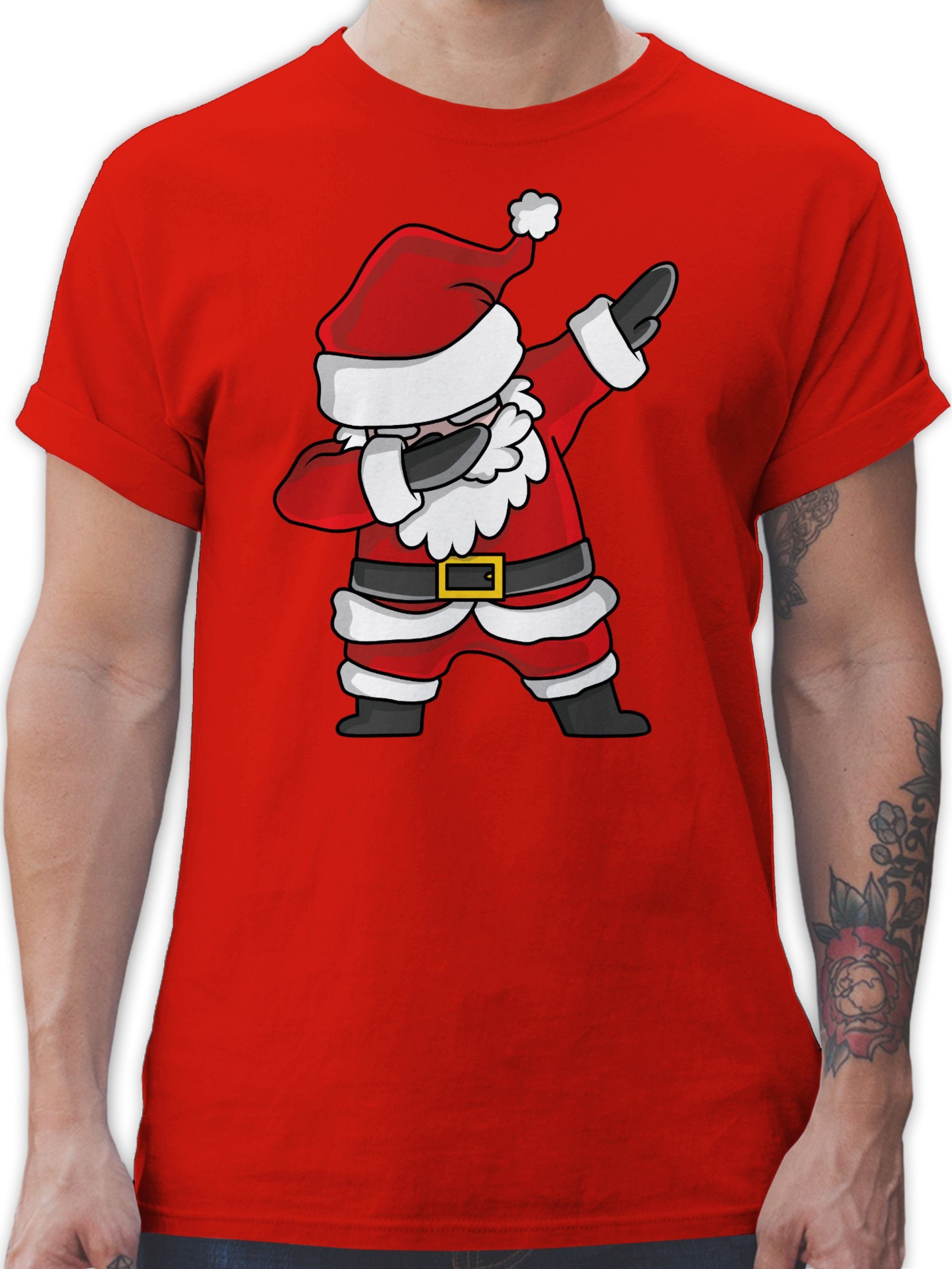 Shirtracer T-Shirt Dabbing Weihnachtsmann Weihachten Kleidung 2 Rot