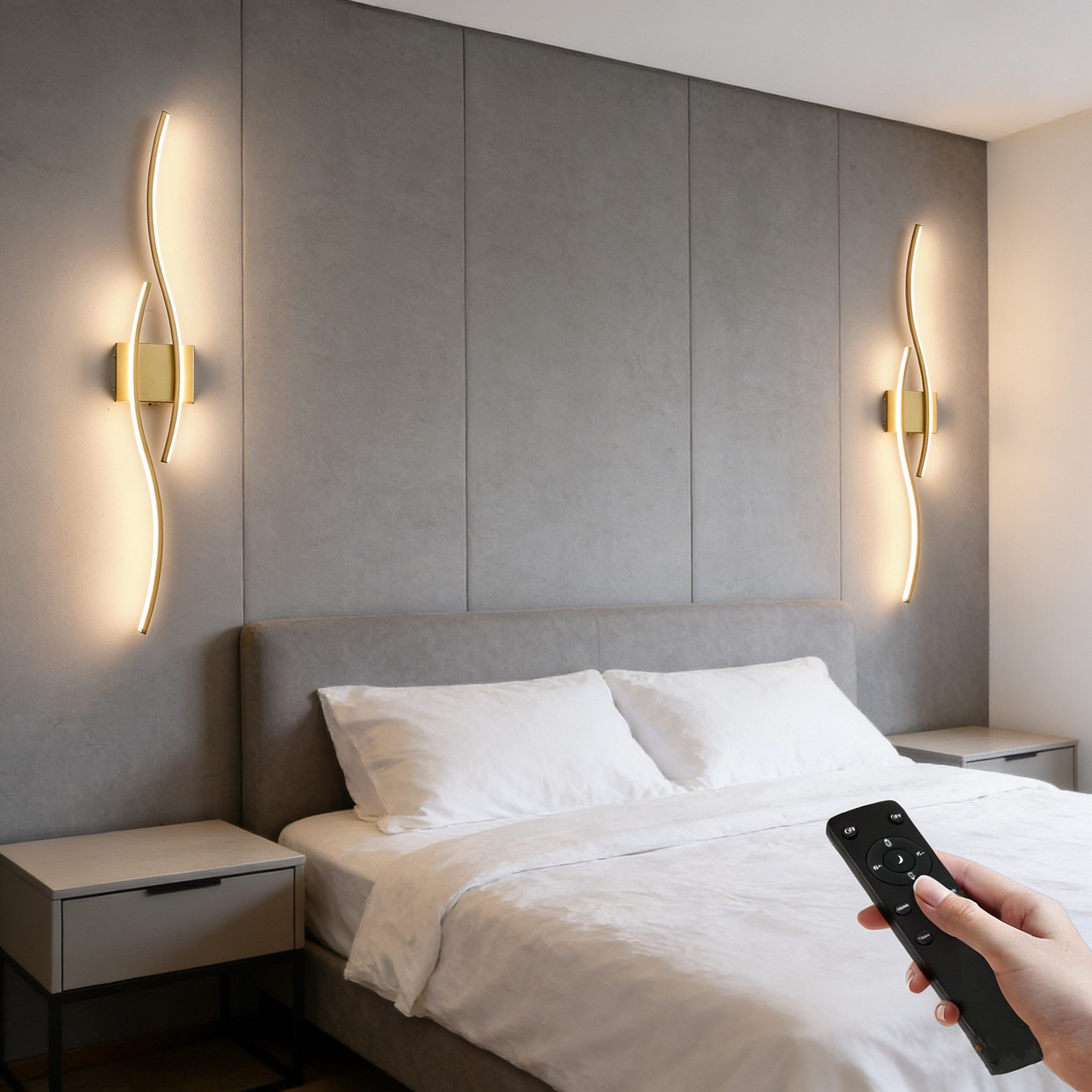 MUPOO LED Wandleuchte LED Wandleuchte Innen,Modern Wandlampe Dimmbare Wandbeleuchtung, LED fest integriert, mit Fernbedienung & Touch Steuerung,Timer,für Schlafzimmer,Wohnzimmer