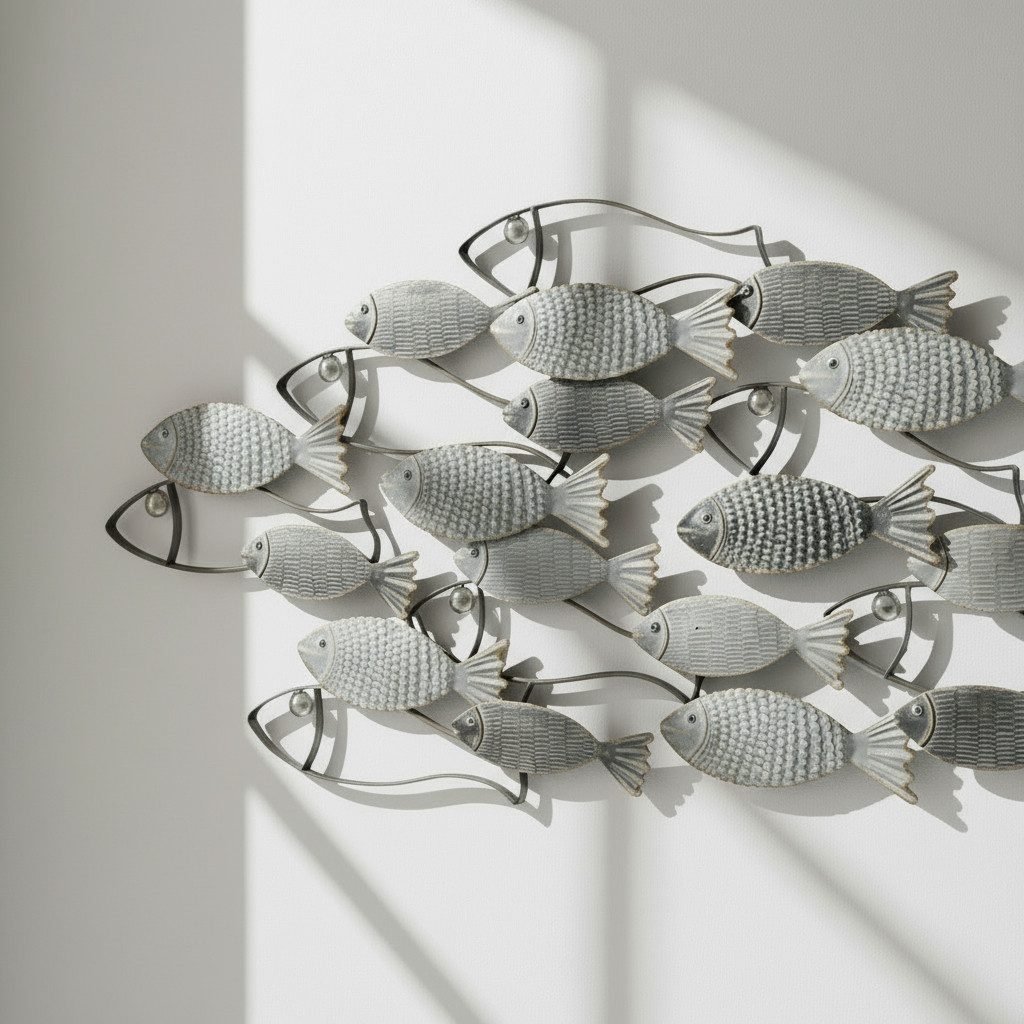 GILDE Dekoobjekt 3D Wand Dekoobjekt Fischschwarm "Pesce" Wandrelief Metallb günstig online kaufen