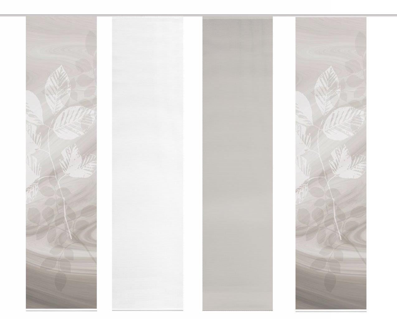 HOME WOHNIDEEN Schiebegardine 4er-Set Schiebegardine TOUPILLON, halbtransparent, 100% Polyester