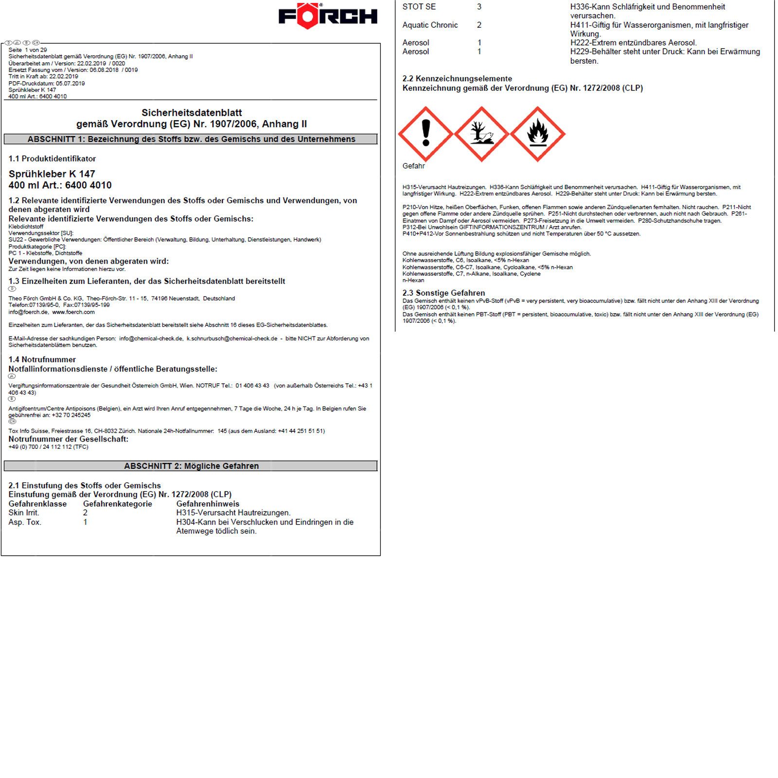 FÖRCH Sprühkleber Sprühkleber K147 - 0.4 Ltr