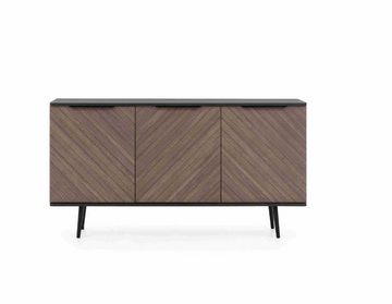 Furnix Sideboard Pabllo Kommode mit drei Schränken und Metallfüßen Braun, Maße 150x80x41 cm