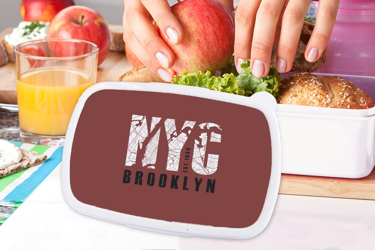 - Jungs Kinder Brotdose, Erwachsene, (2-tlg), weiß York Lunchbox Kunststoff, und MuchoWow - für und Brotbox Mädchen New Brooklyn, NYC für