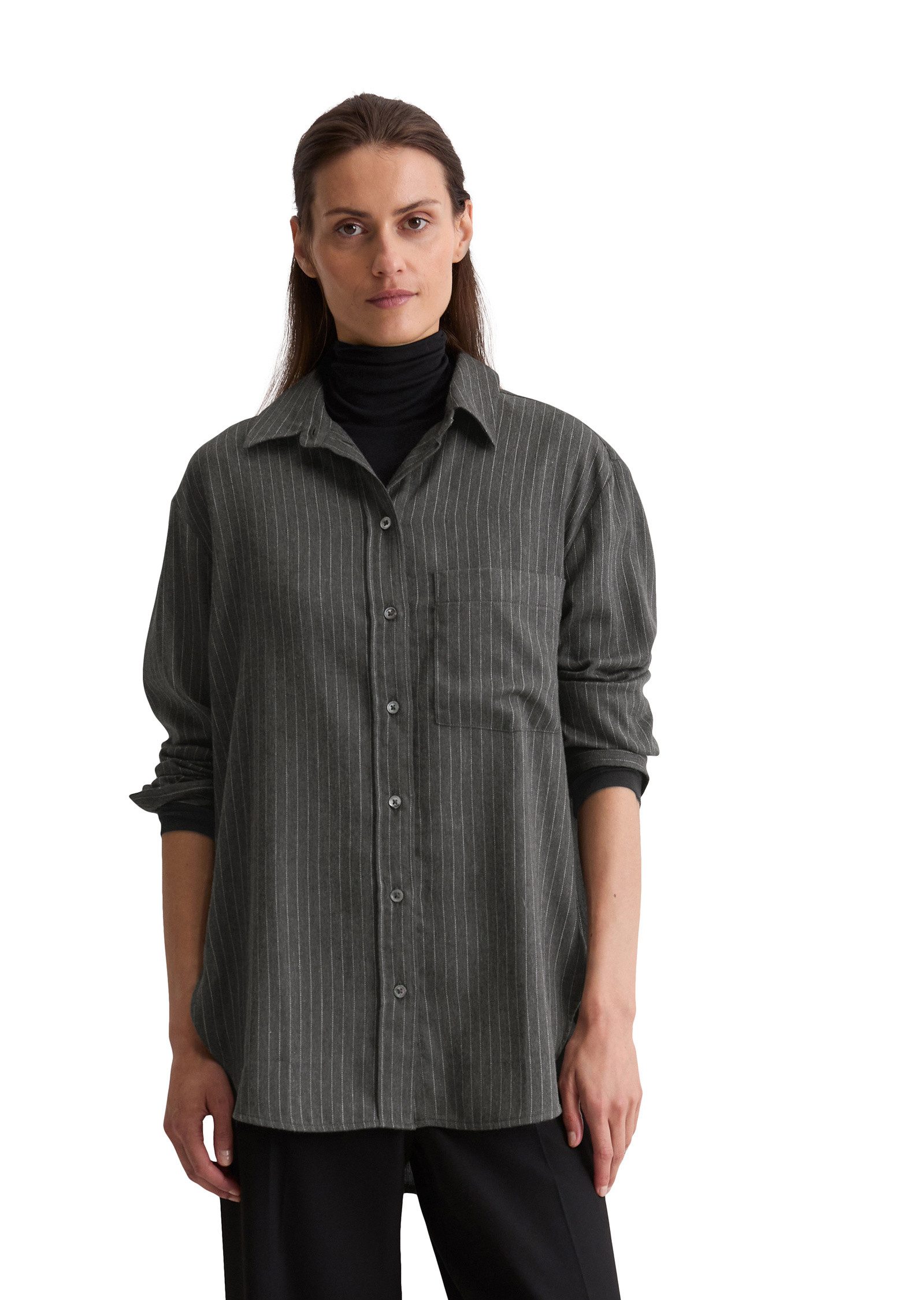 Marc O'Polo Langarmbluse aus gestreiftem Baumwoll-Satin günstig online kaufen