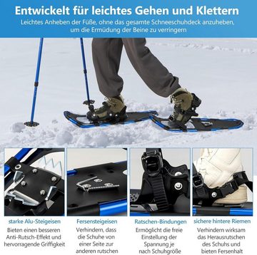 KOMFOTTEU Schneeschuhe 53/63/76cm (Set), mit Tragetasche & verstellbaren Wanderstöcken