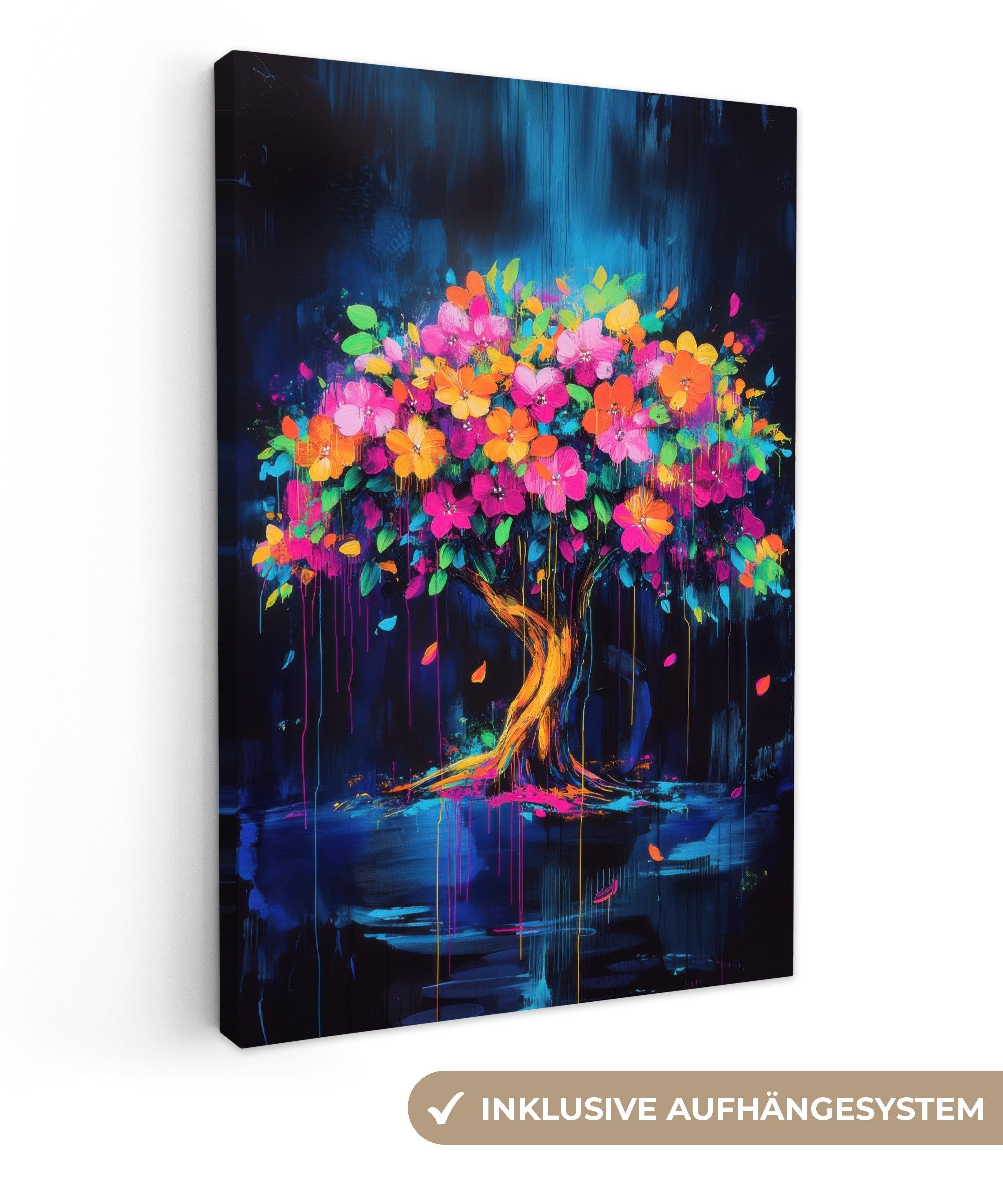 OneMillionCanvasses® Leinwandbild Baum - Blumen - Magisch - Farbig, Fotodru günstig online kaufen
