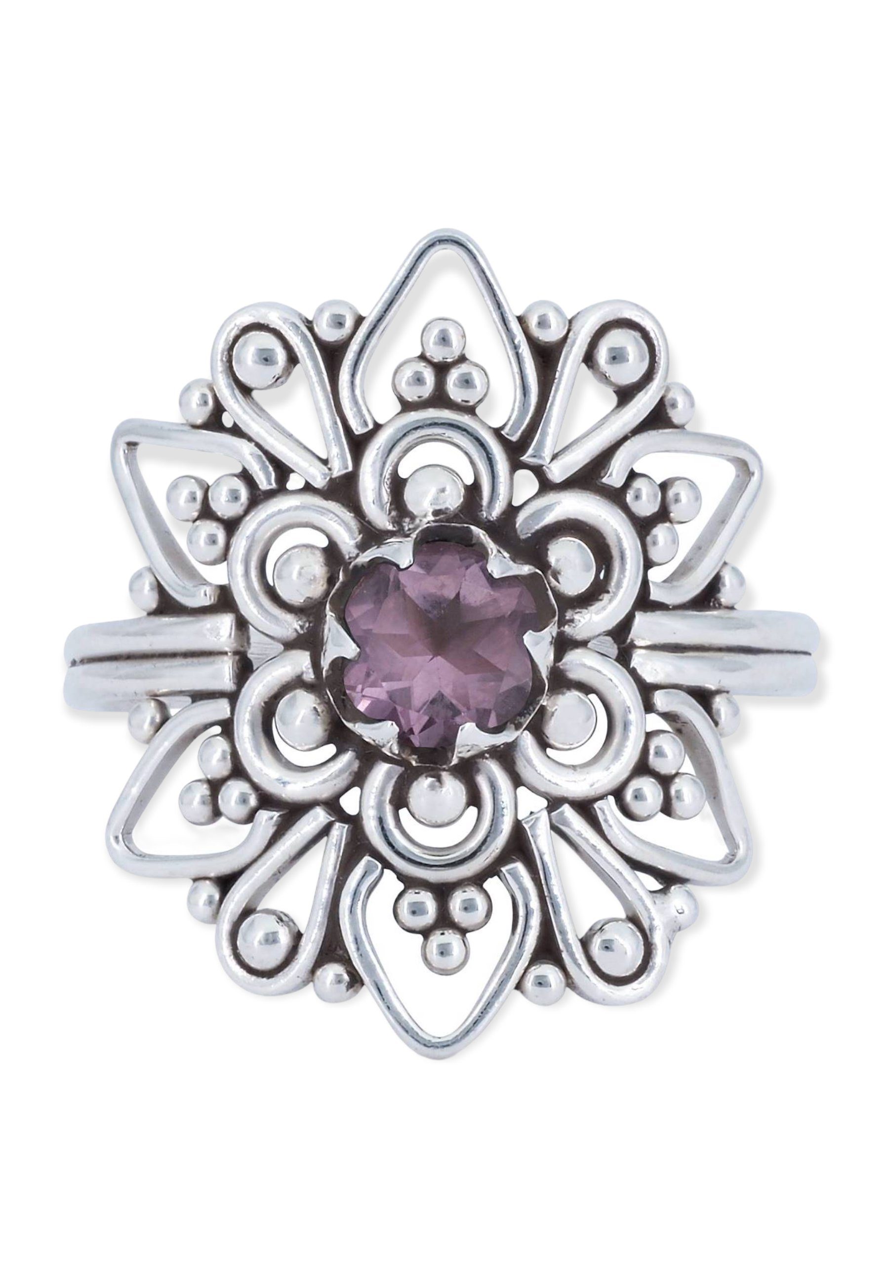 mantraroma Silberring 925er Silber mit Amethyst facettiert