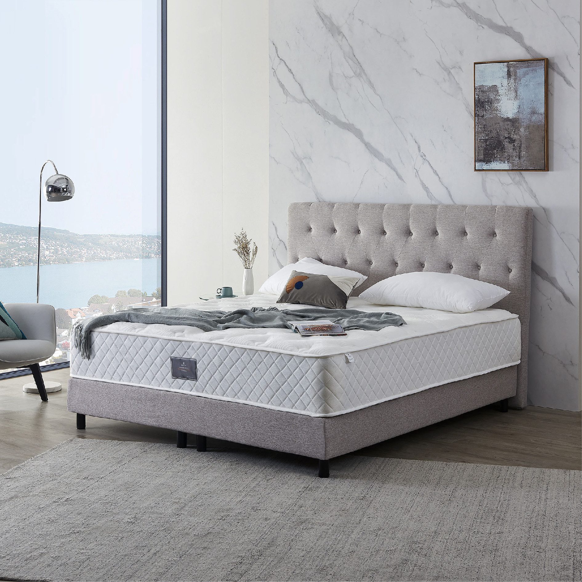V6 Boxspringbett Modell 211 mit Taschenfederkernmatratze