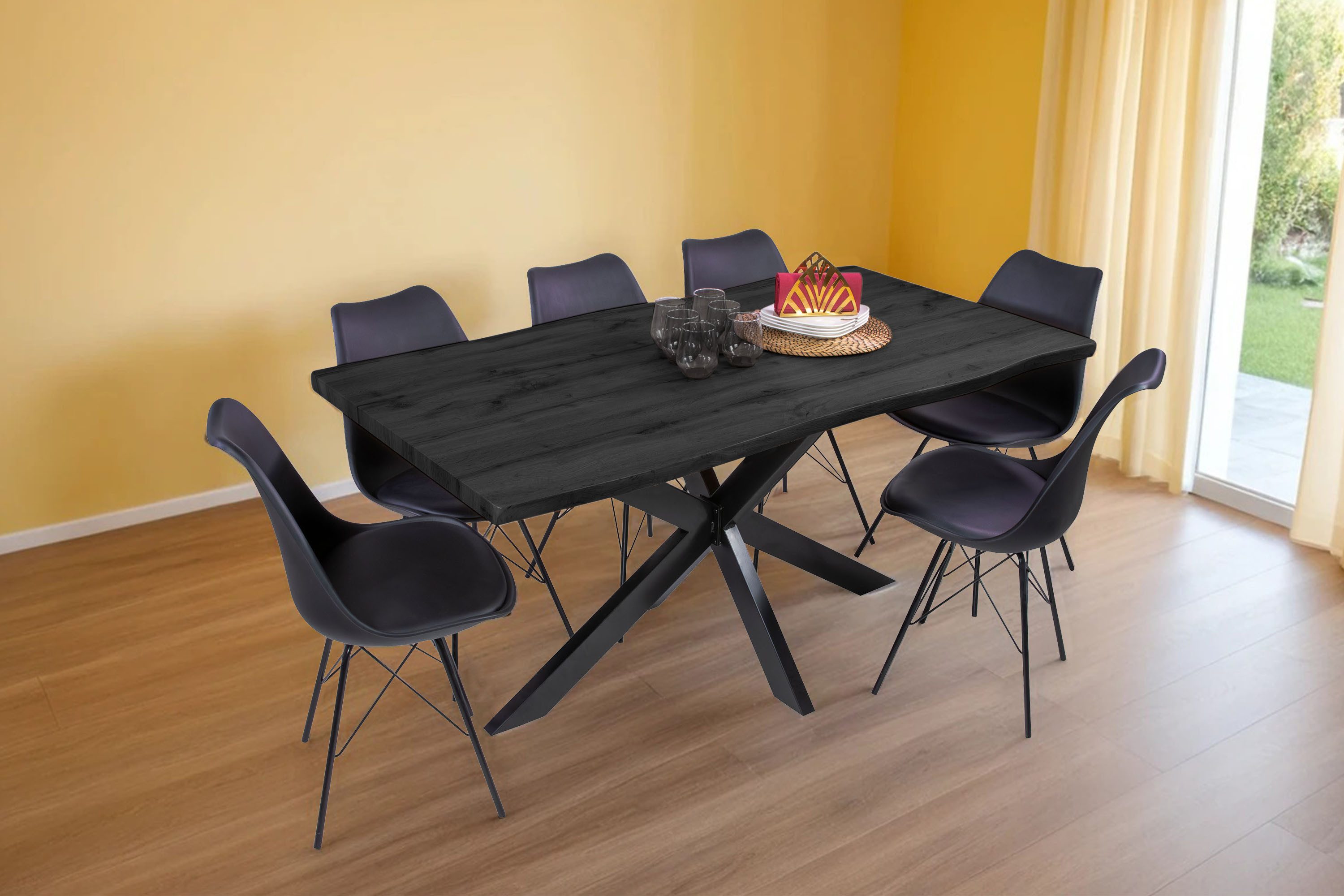 Loreno® Esstisch Josy, Holz-Optik Grau, Baumkante, günstig online kaufen