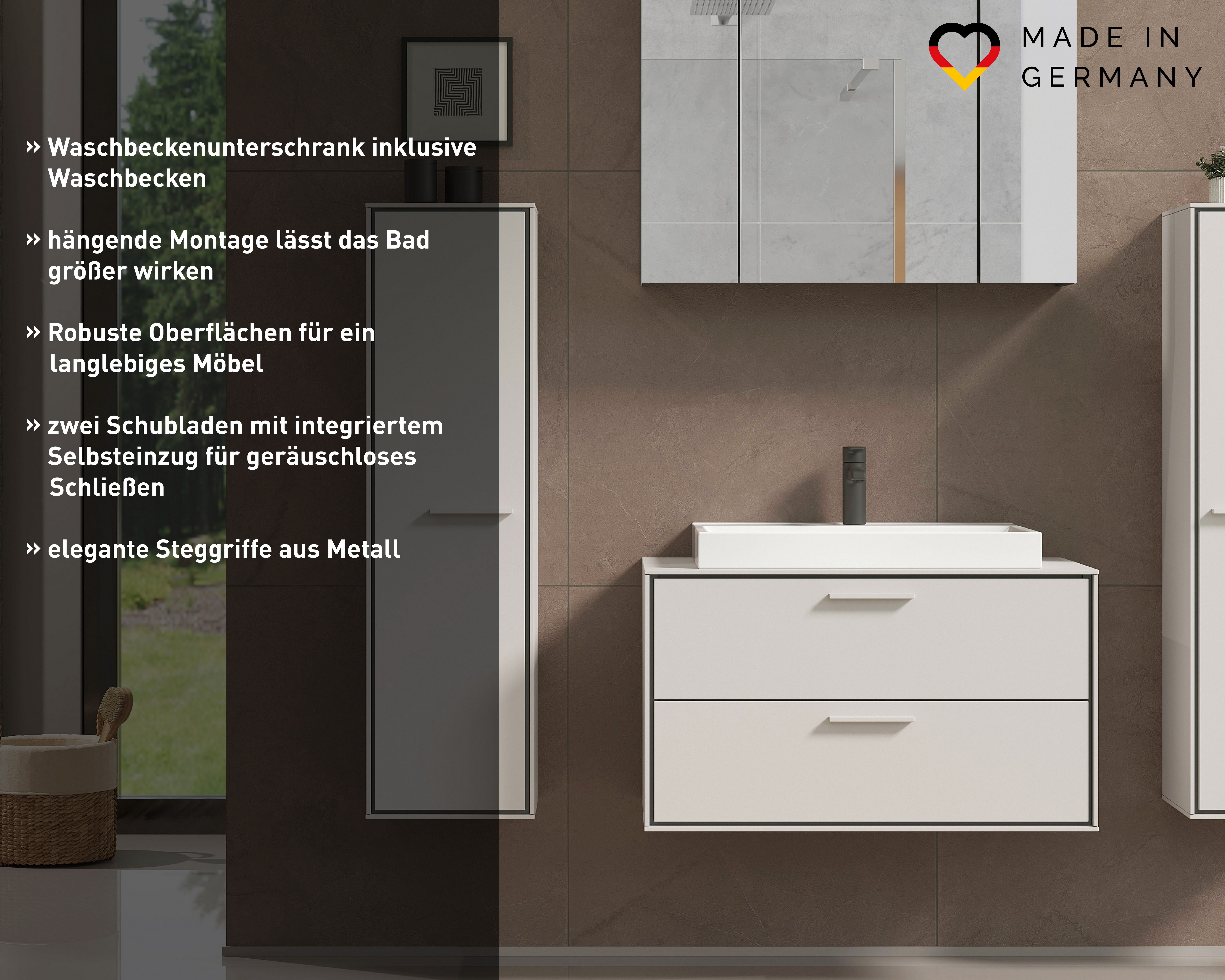 GERMANIA Waschtisch Waschtisch inkl. Becken "Sovana" (2-St), Waschbeckenunterschrank inkl. Waschbecken