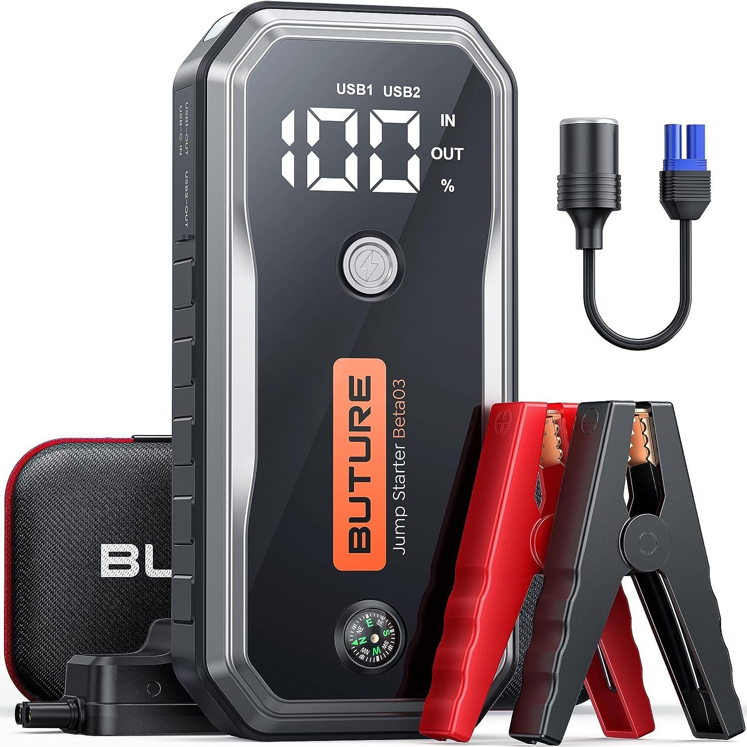 Yaber Starthilfegerät, 26800mAh 5000A Starthilfe Powerbank mit LED, DC Ausgang