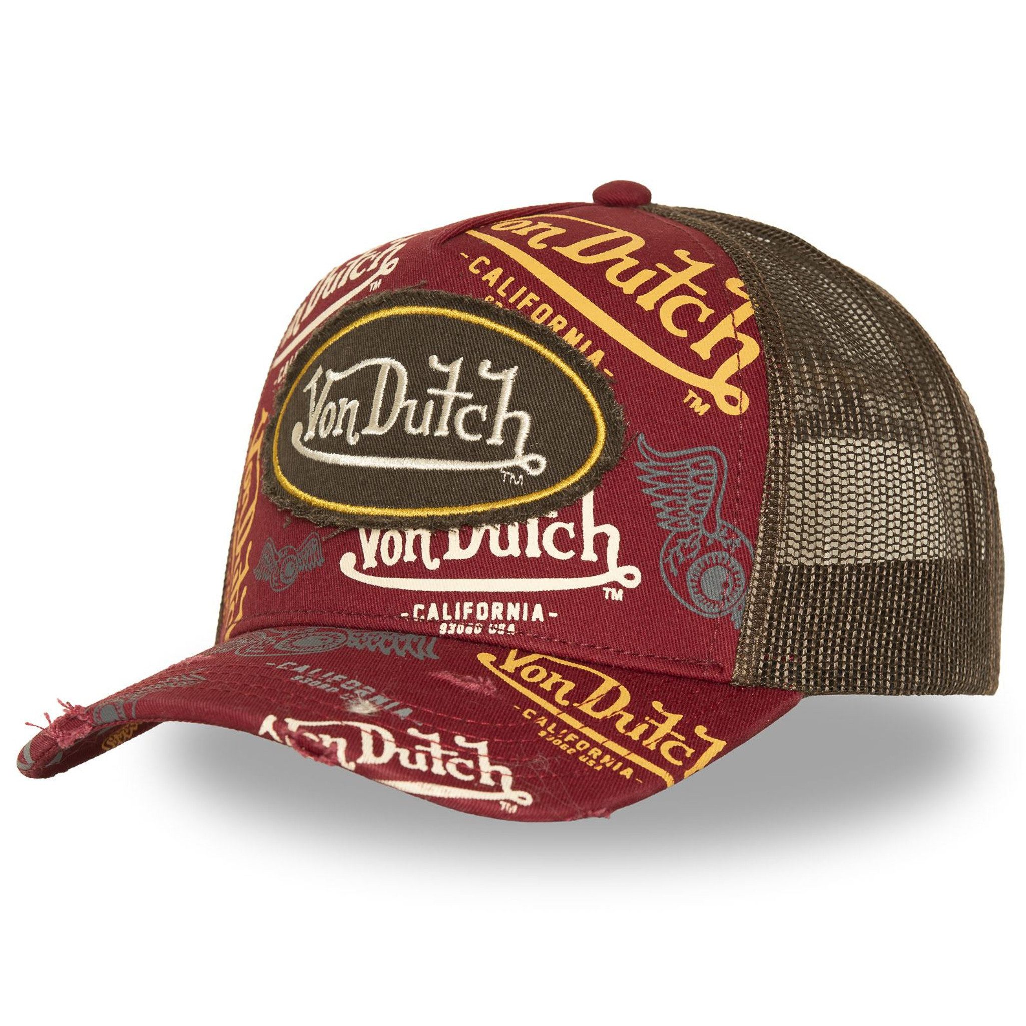 Von Dutch Trucker Cap Von Dutch Originals Trucker Cap - CALIFORNIA ALLOVER Mesh Bordeaux (Basecap, Basecap, Meshcap, Trucker Kappe)