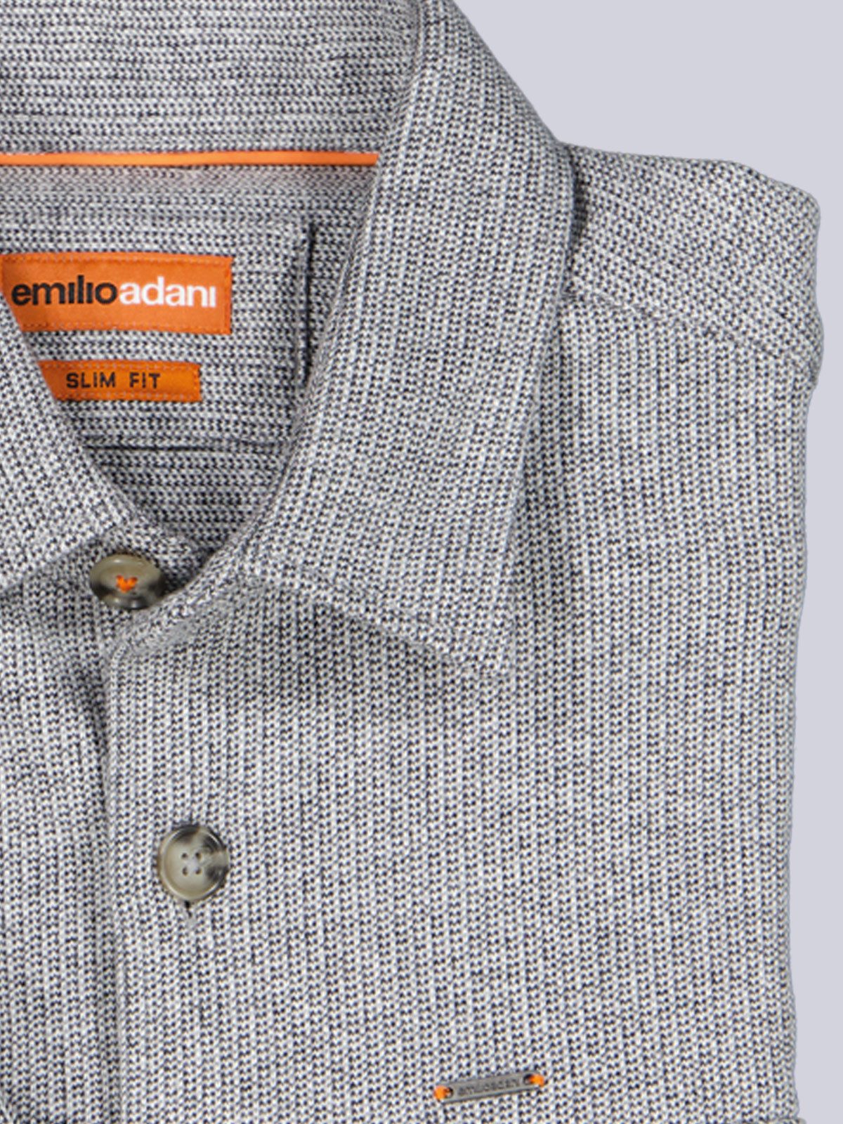 emilio adani Langarmhemd Herren Overshirt in Sweat-Warenqualität, Hellgrau – Bild 5 von 5