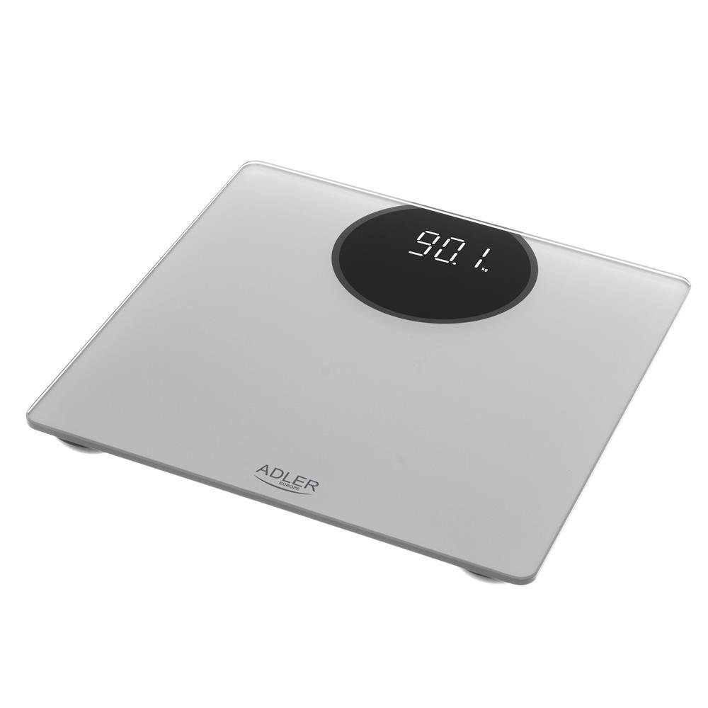 Adler Personenwaage AD 8175, digital, mit LED Anzeige, Batterie, bis 180kg, silber